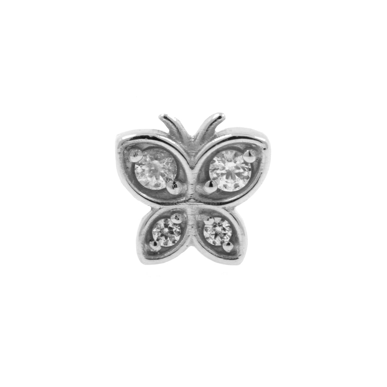 Nikkelvrij Stalen Zirkonia Butterfly - Zilver