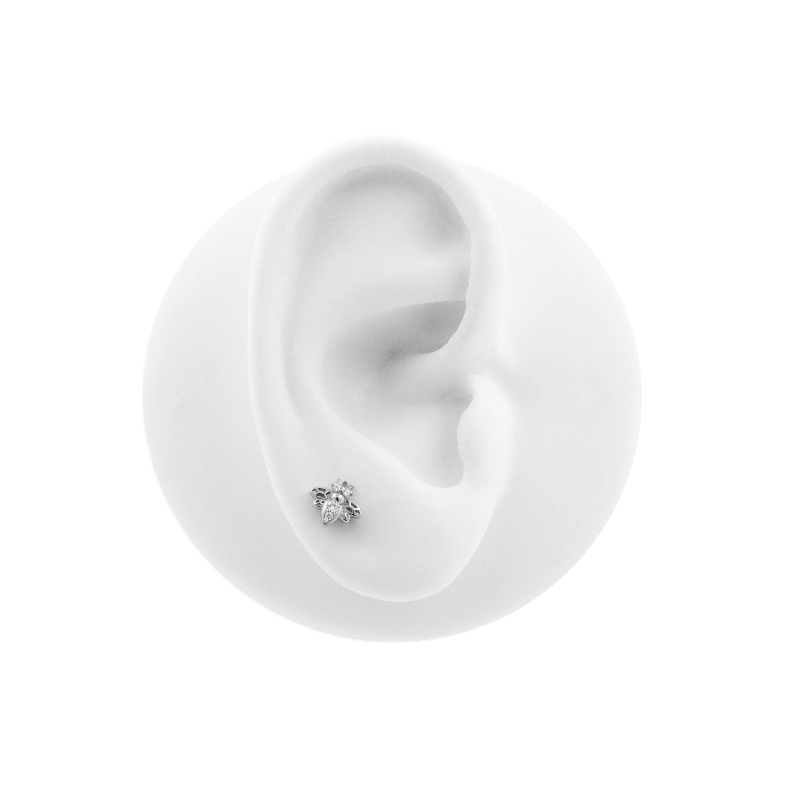 Nikkelvrij Stalen Zirkonia Bee - Zilver