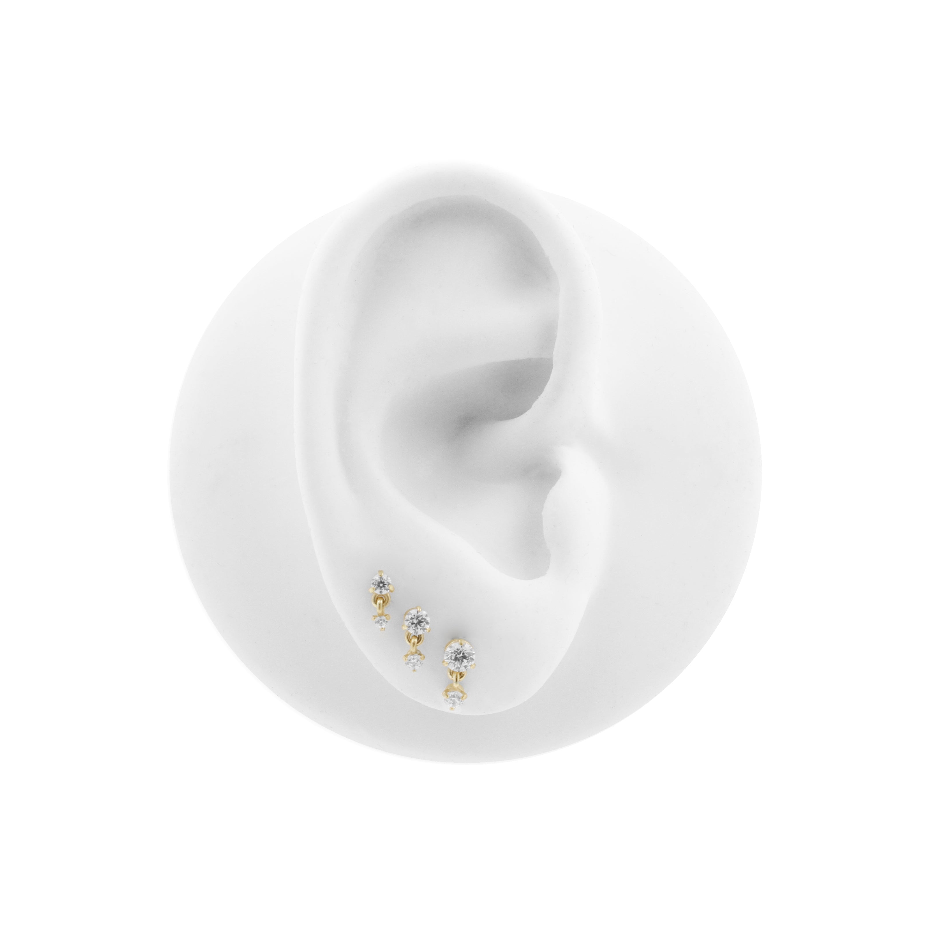 Titanium Zirconia Top With Dangle Gold