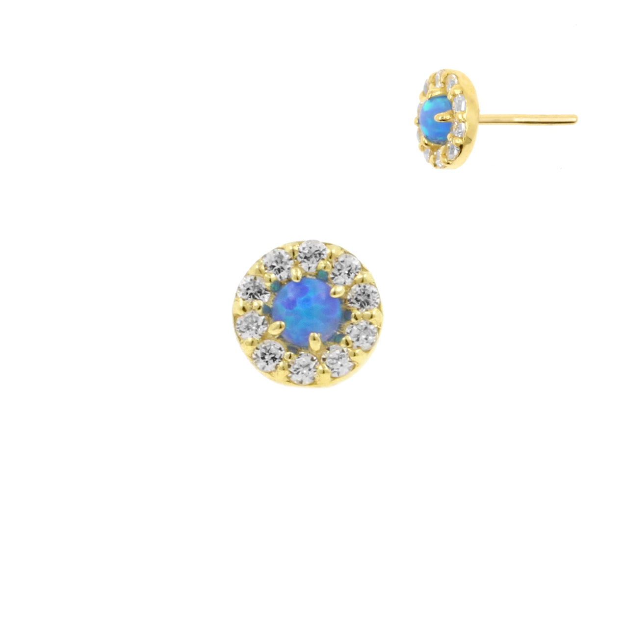 18 Karaats Gouden Zirkonia Opaal Disc - Sapphire Blue Opal