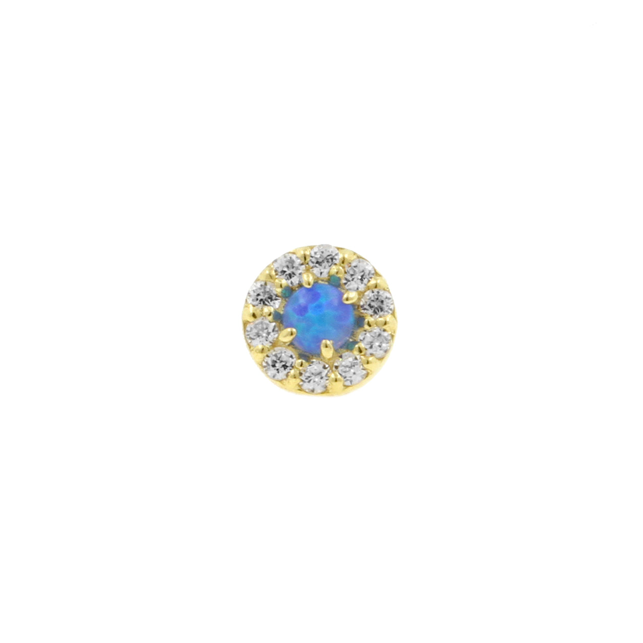 18 Karaats Gouden Zirkonia Opaal Disc - Sapphire Blue Opal