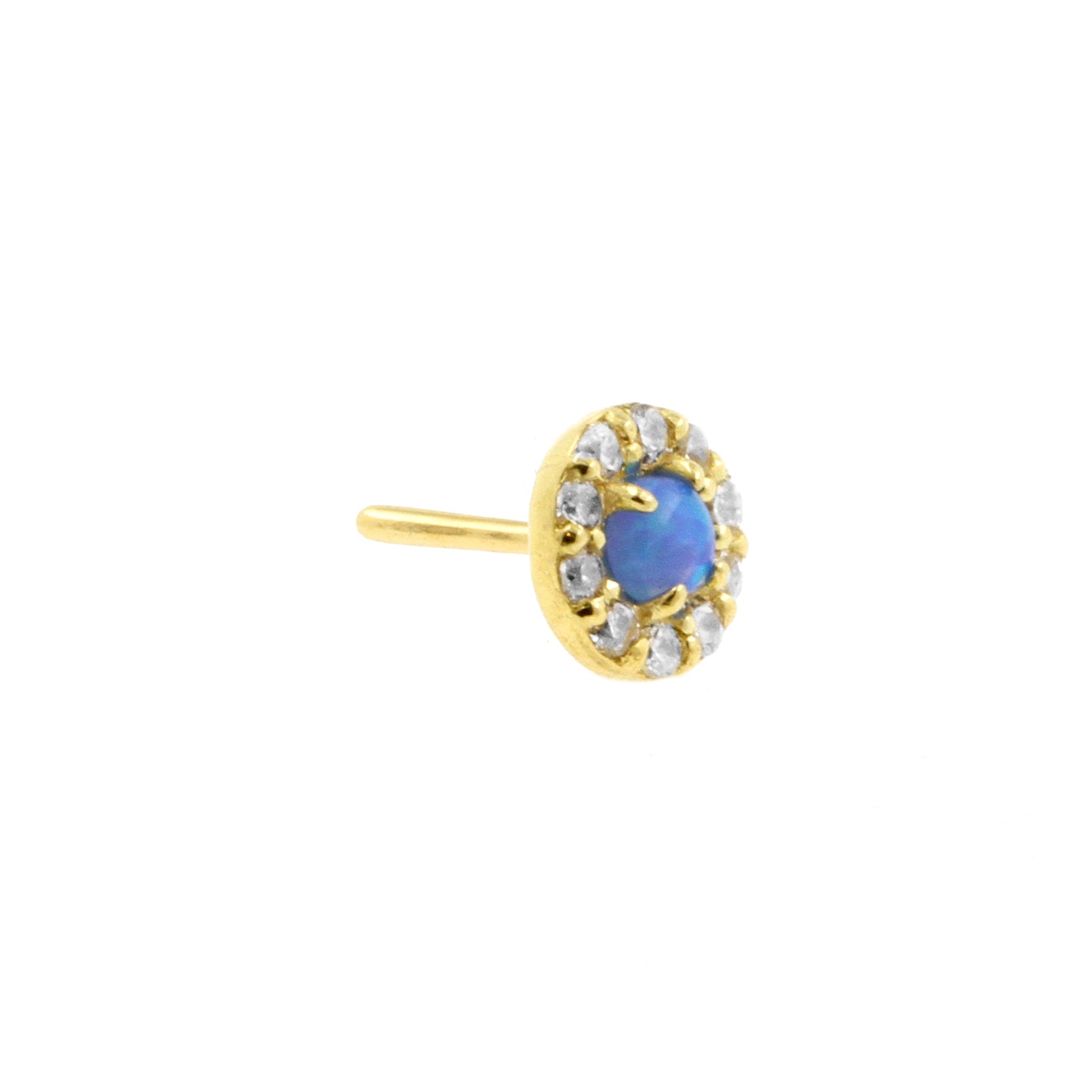 18 Karaats Gouden Zirkonia Opaal Disc - Sapphire Blue Opal