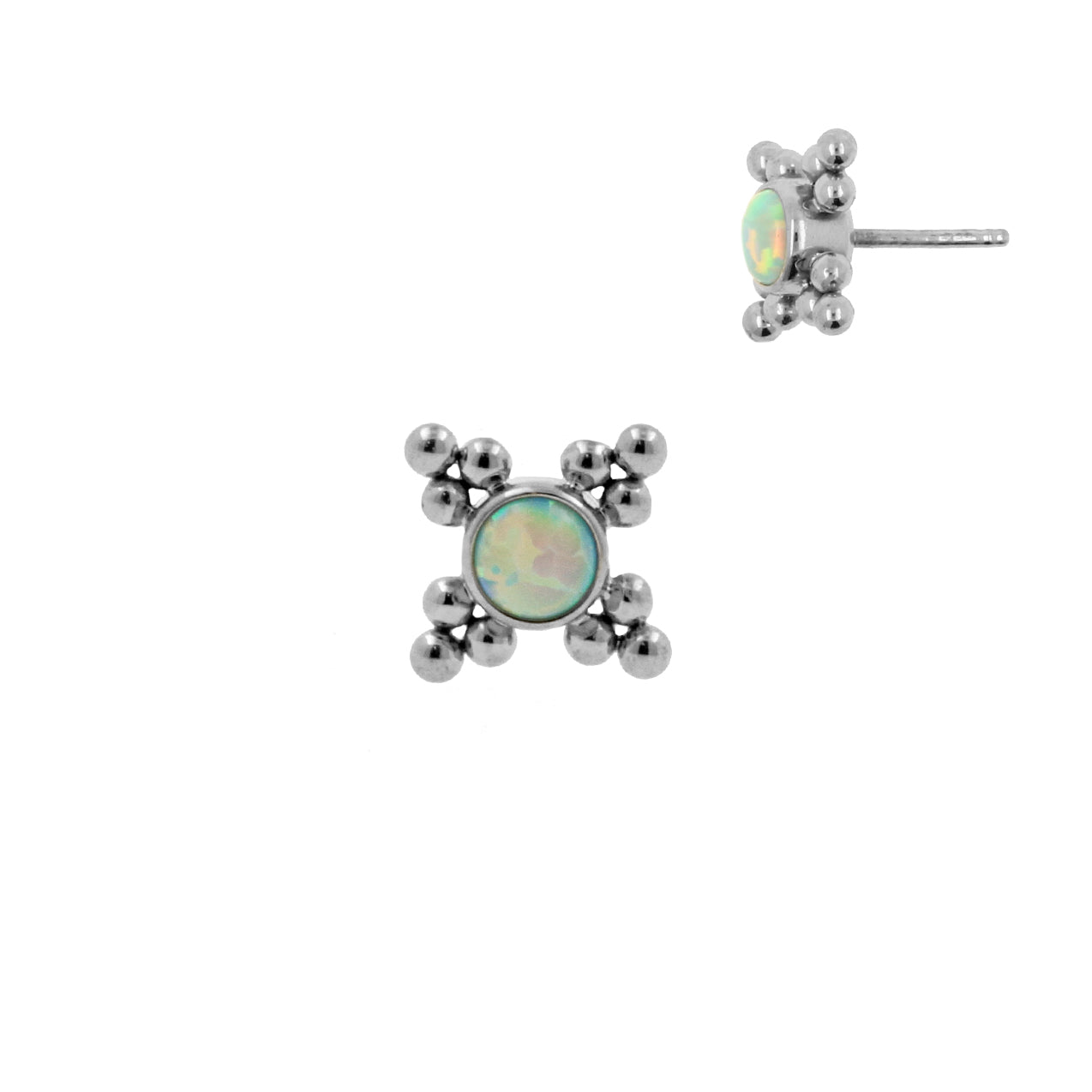 Titanium Opal Cluster - Light Green Opal