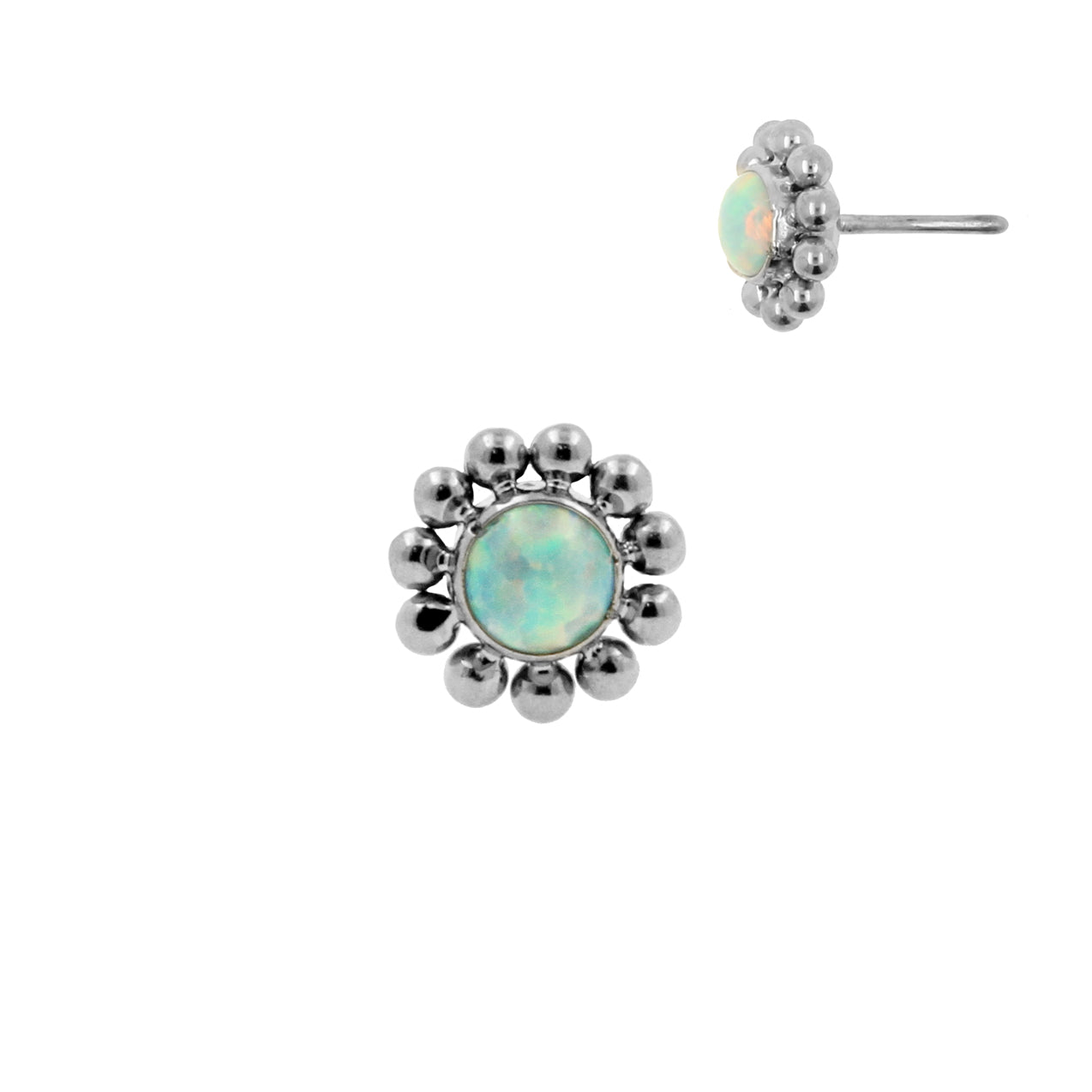 Titanium Opal Cluster - Light Green Opal