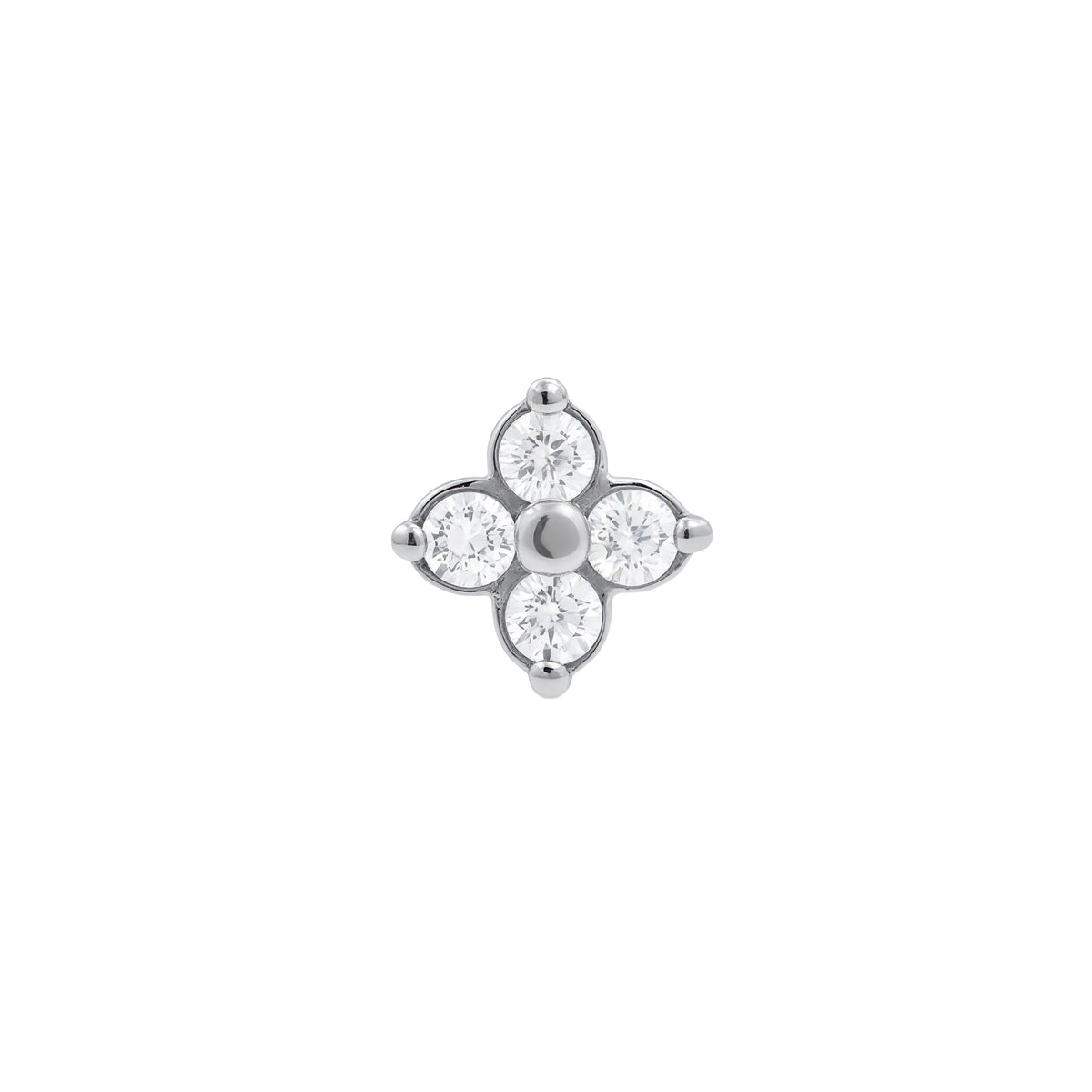 Nickelfreier Premium-Zirkonia-Quatrefoil aus Edelstahl Silber