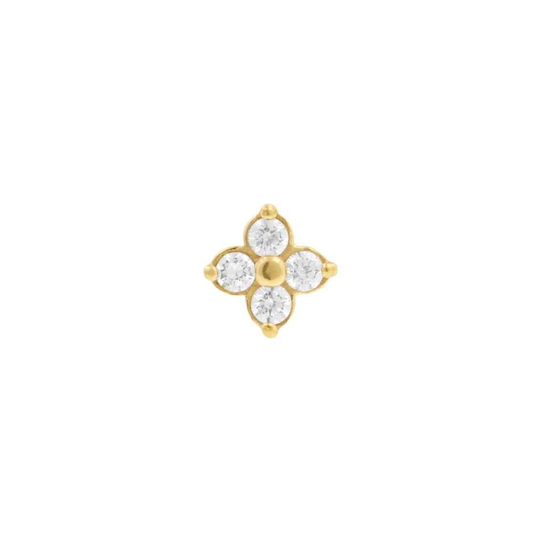 Nickel-Free Stainless Steel Premium Zirconia Quatrefoil Gold
