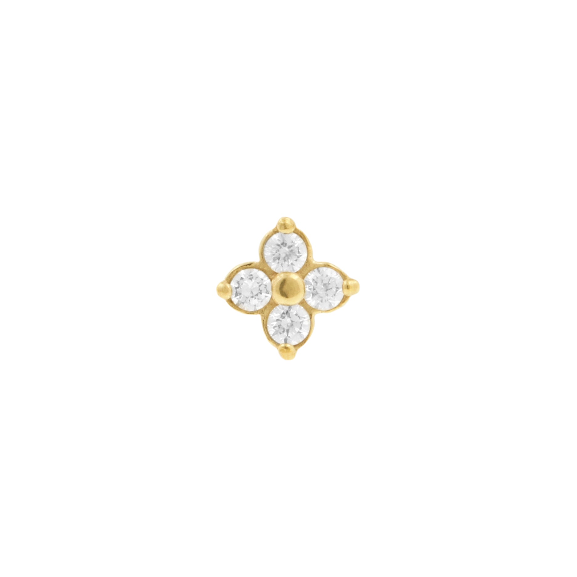 Nickel-Free Stainless Steel Premium Zirconia Quatrefoil Gold