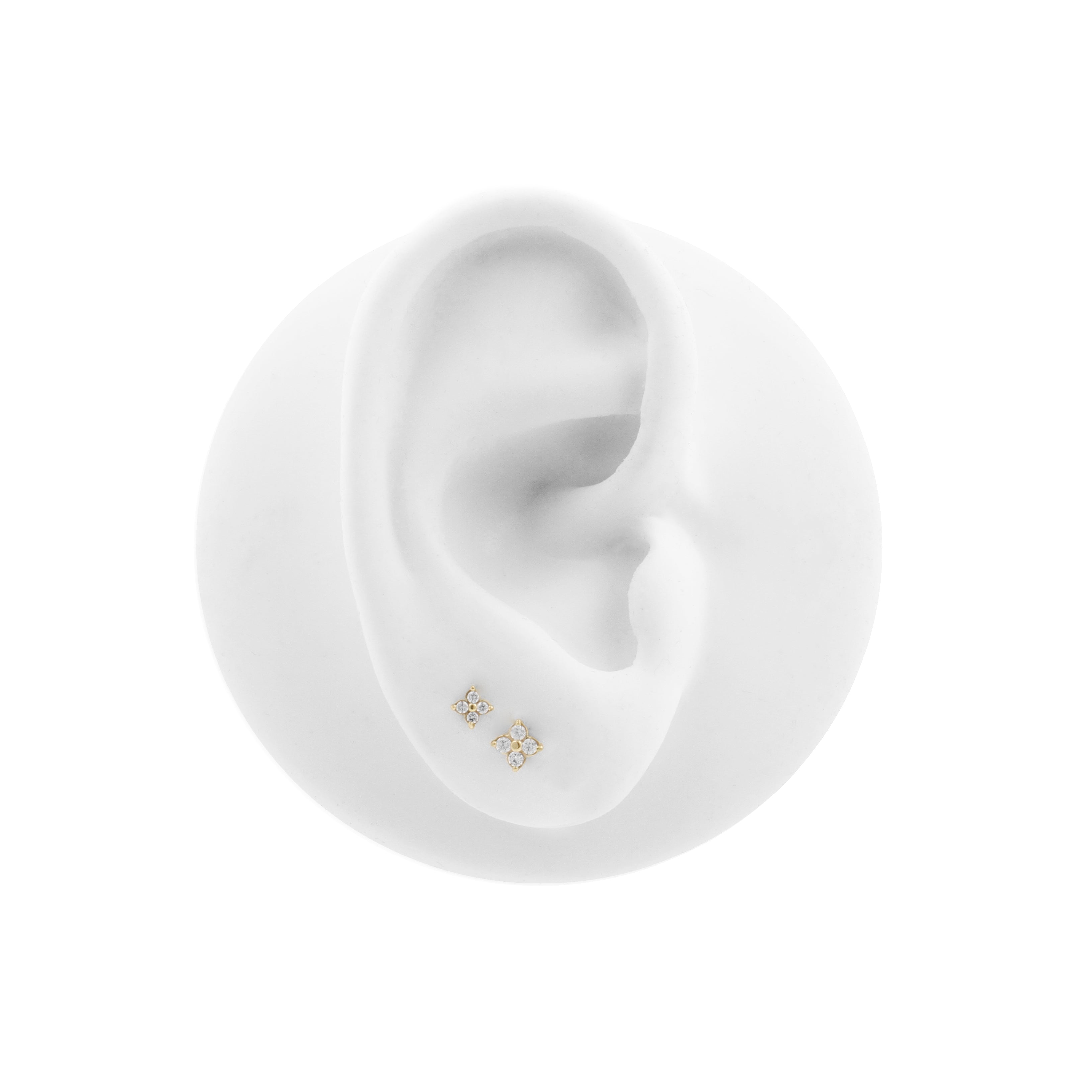 Nickel-Free Stainless Steel Premium Zirconia Quatrefoil Gold