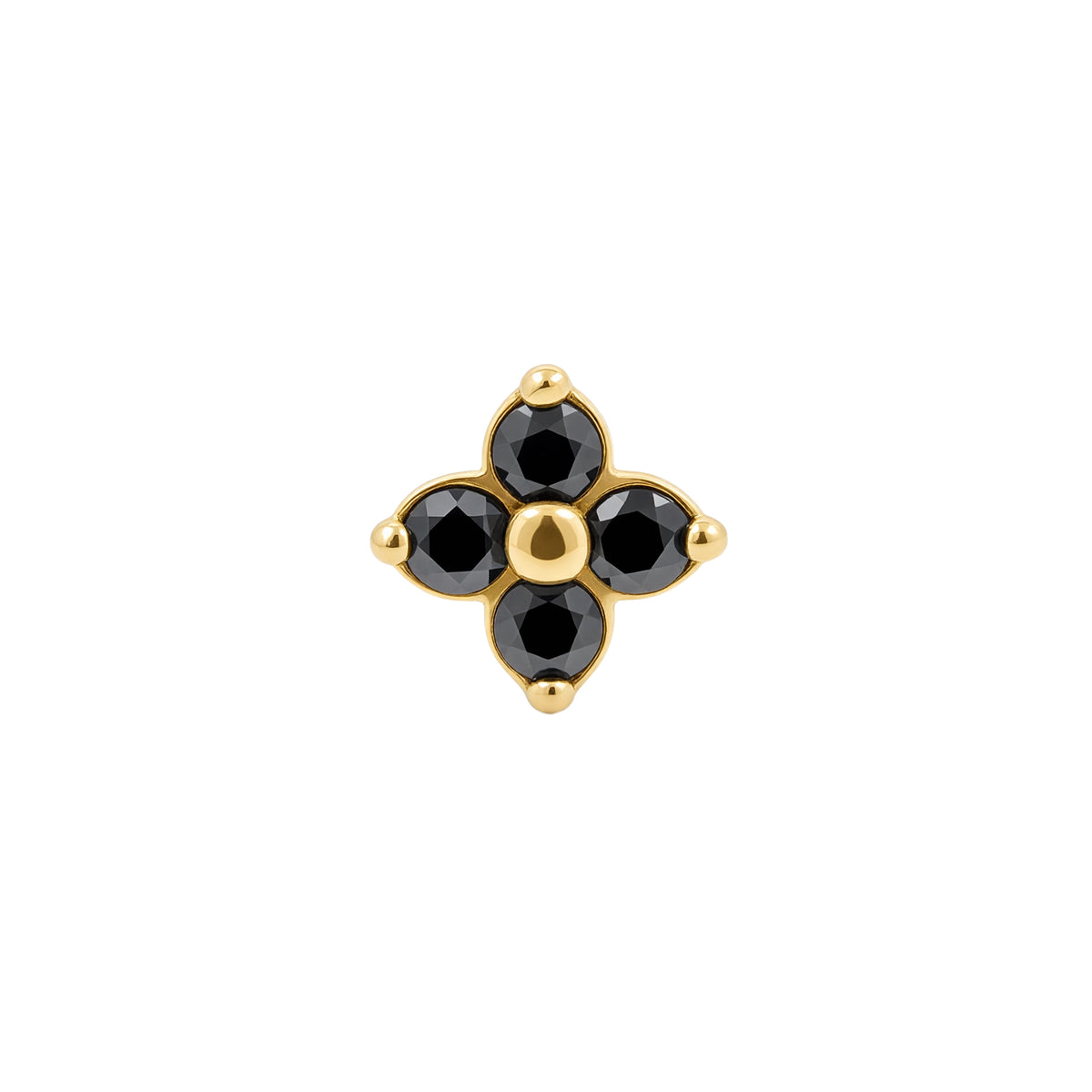 Nickel-Free Stainless Steel Premium Zirconia Quatrefoil Gold