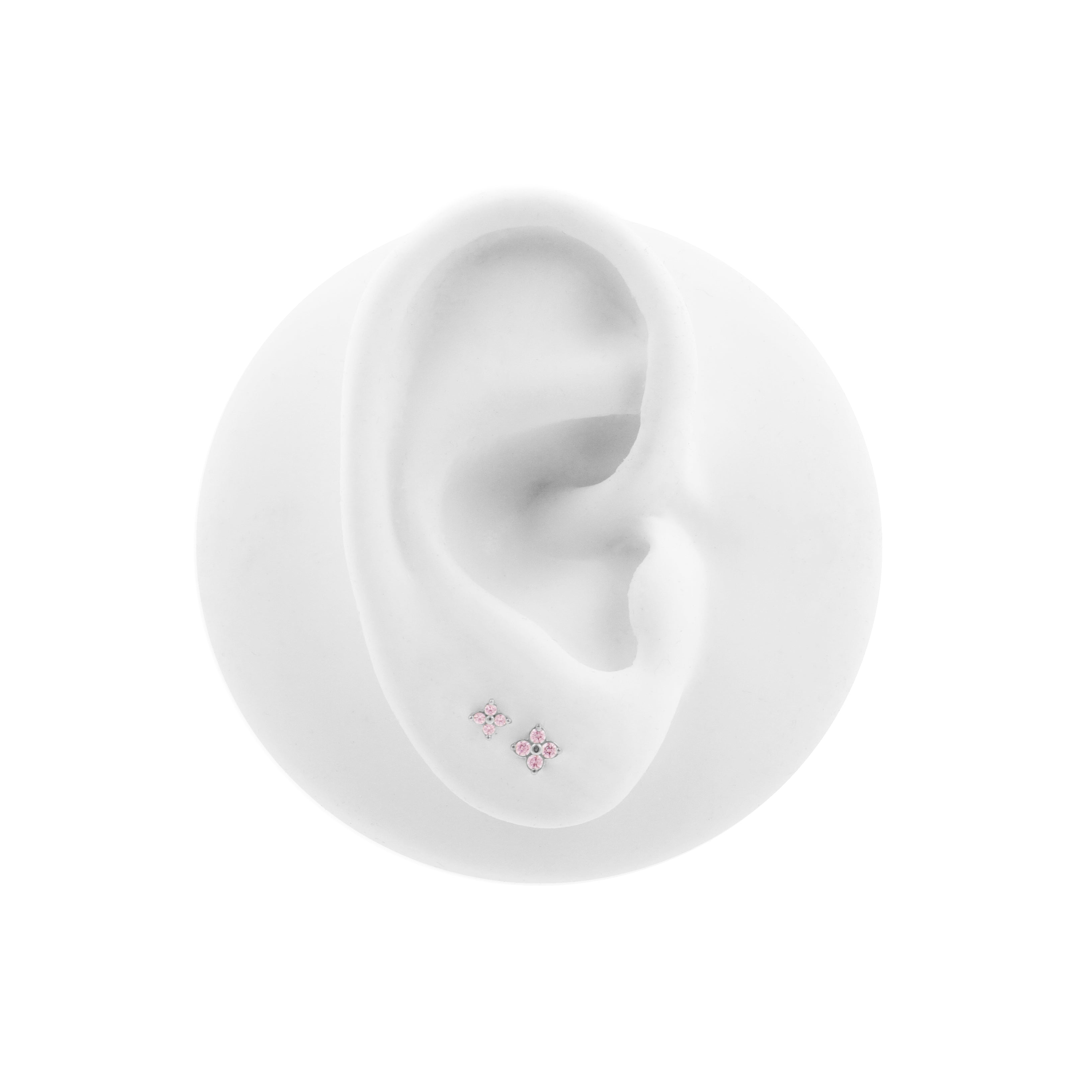 Nickel-Free Stainless Steel Premium Zirconia Quatrefoil Silver