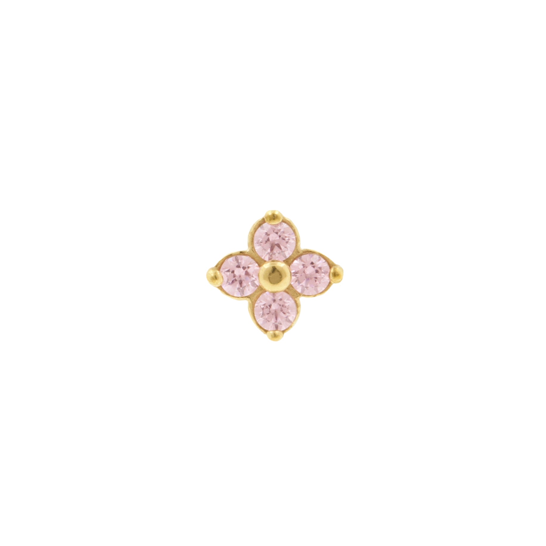 Nickel-Free Stainless Steel Premium Zirconia Quatrefoil Gold