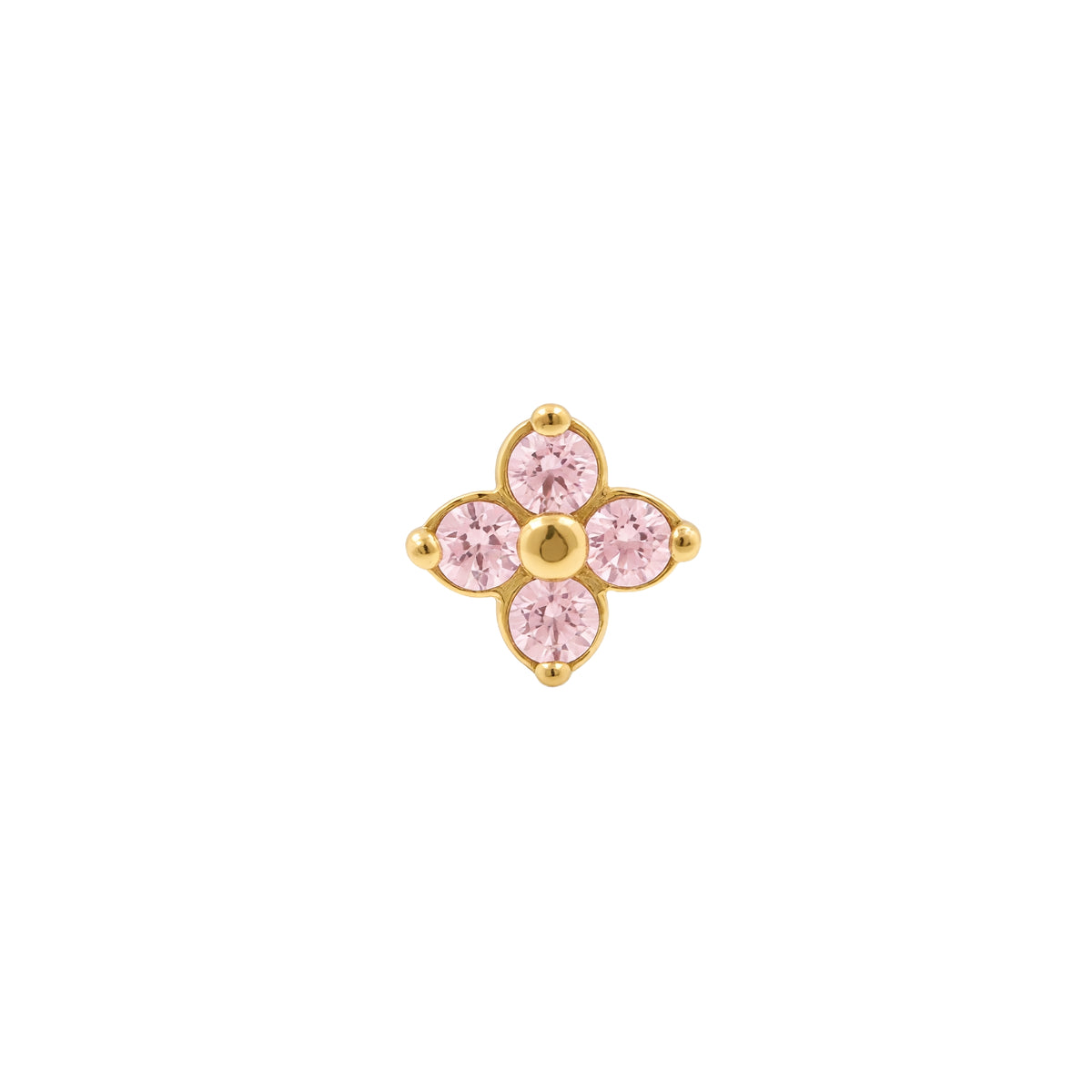 Nickel-Free Stainless Steel Premium Zirconia Quatrefoil Gold