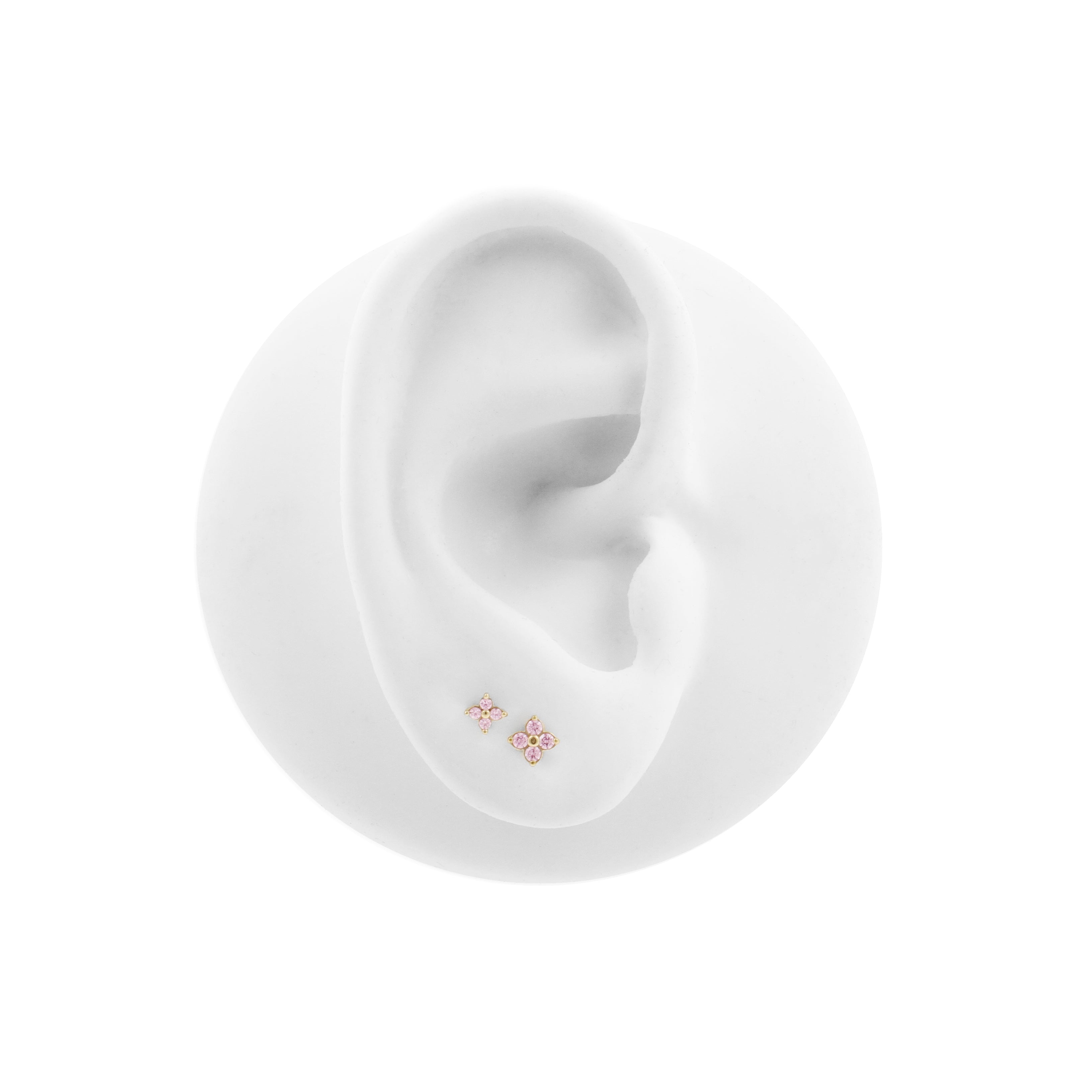 Nickel-Free Stainless Steel Premium Zirconia Quatrefoil Gold