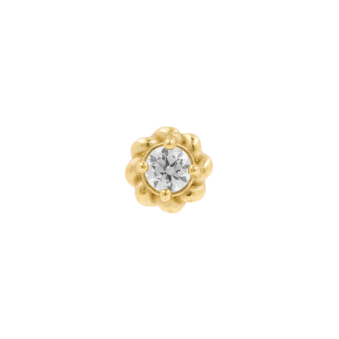 Nickel-Free Stainless Steel Threadless Top With Zirconia - Flower Gold
