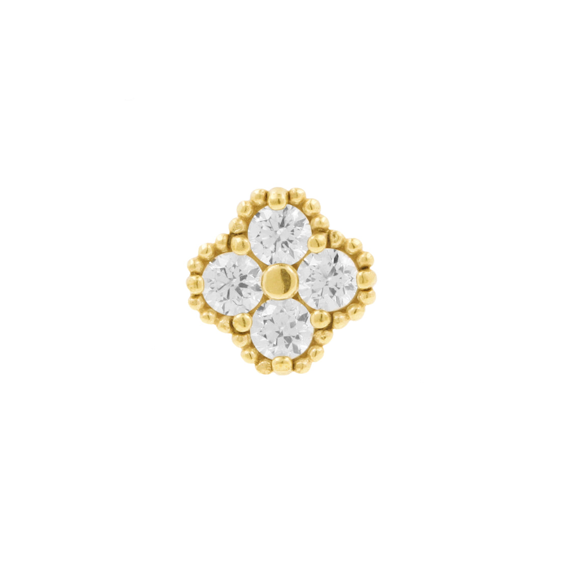 Nickel-Free Stainless Steel Threadless Top With Zirconia - Quad Gold