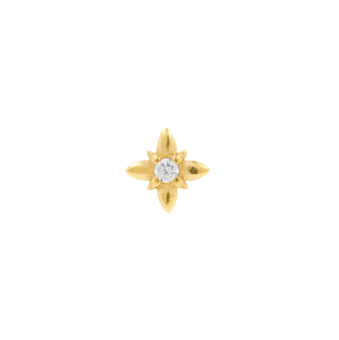 Nickel-Free Stainless Steel Threadless Top With Zirconia - Star Gold