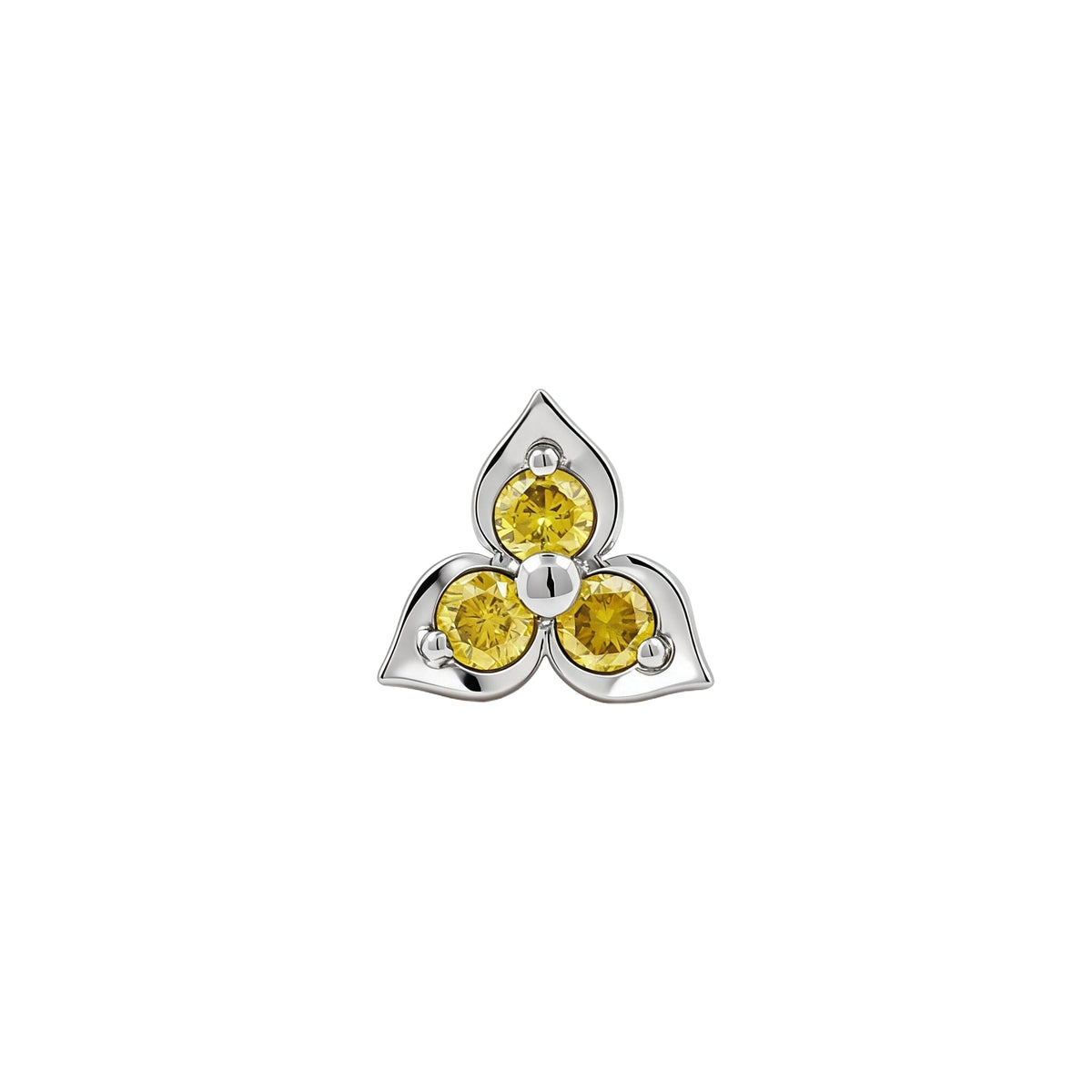 Platin Triple Flower mit Gelbe Diamanten