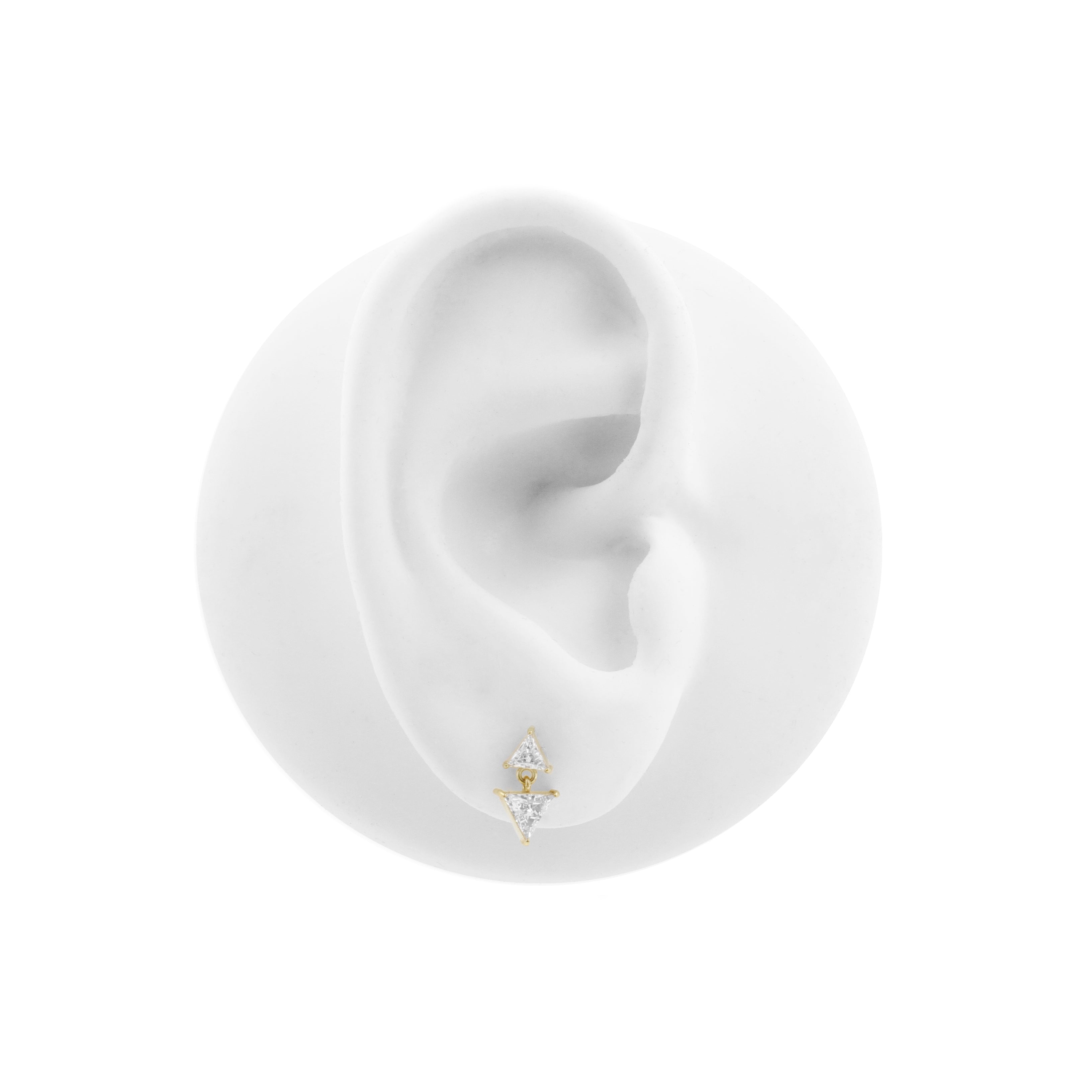 Nikkelvrij Staal - Zirkonia Triangle Dangle - Goud