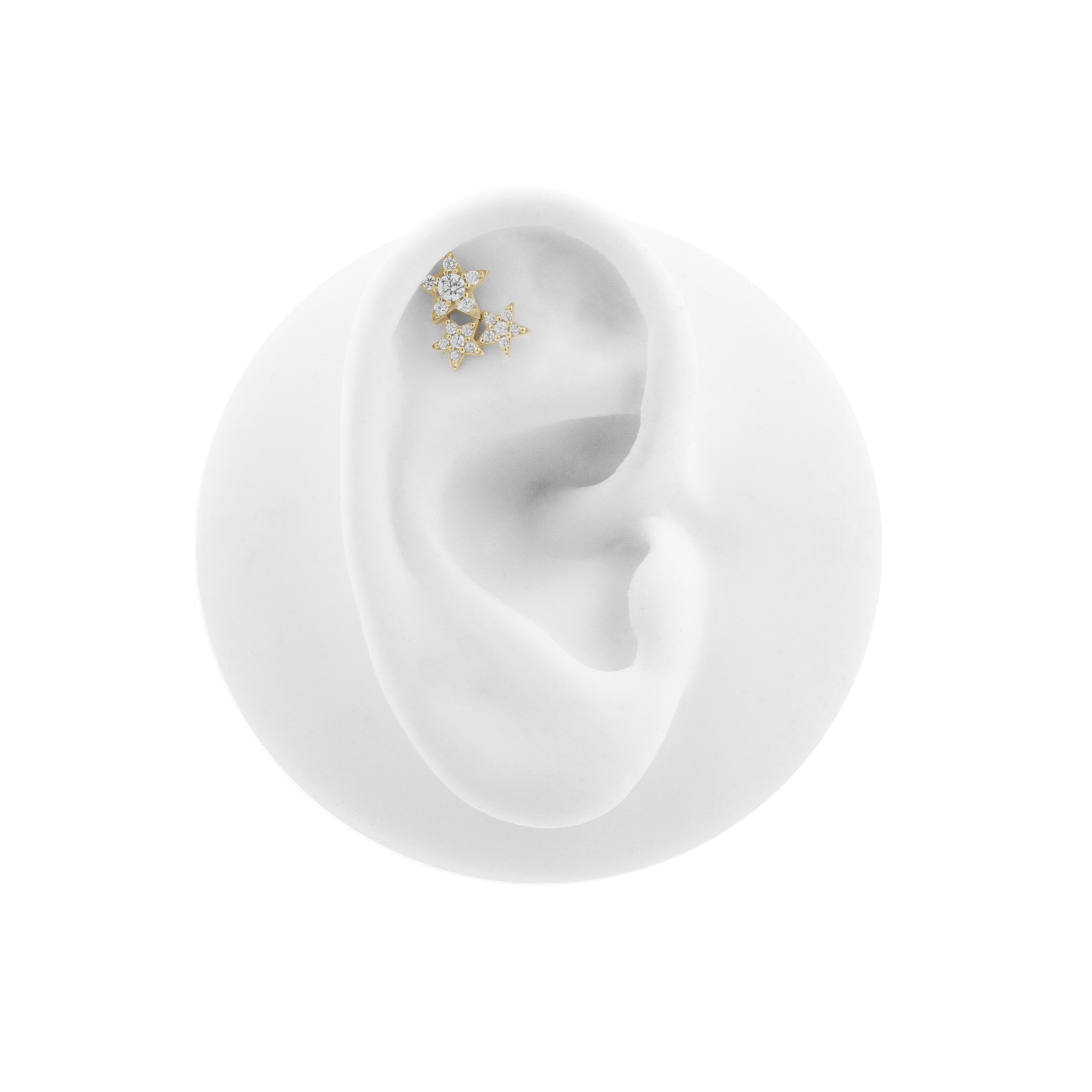Nikkelvrij Staal - Zirkonia Stars - Goud