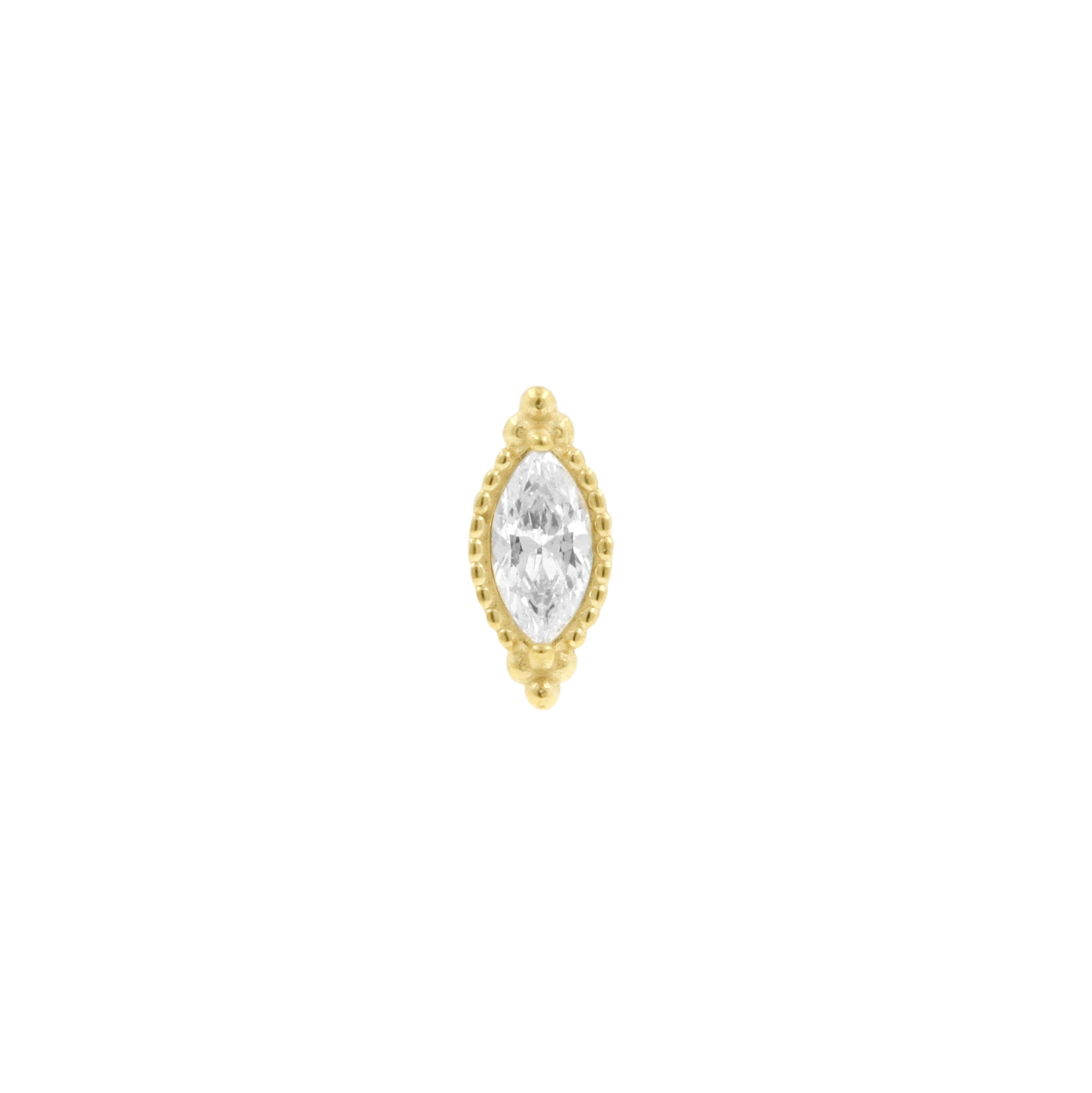 Nickel-Free Stainless Steel - Zirconia Vintage Marquise - Gold