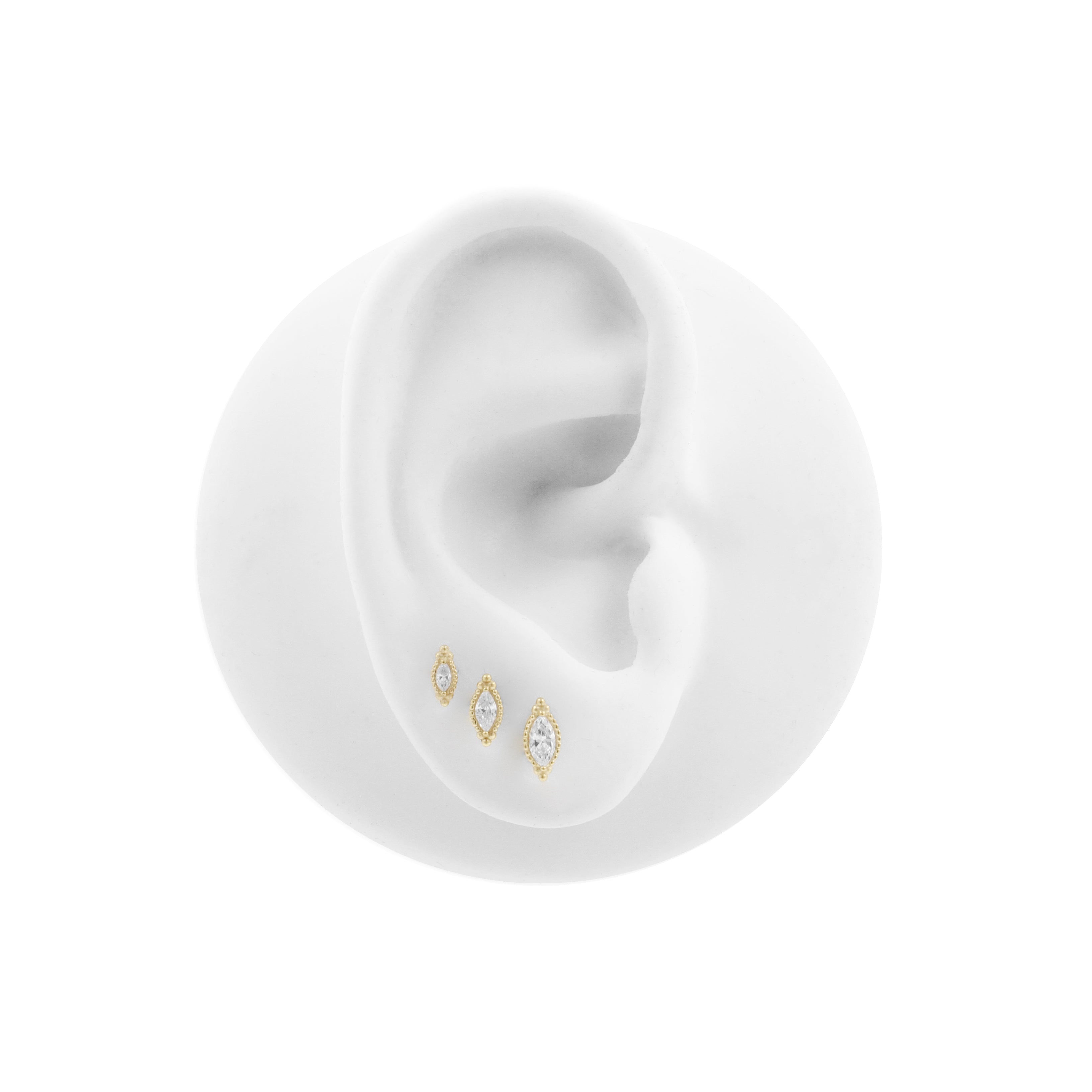 Nickel-Free Stainless Steel - Zirconia Vintage Marquise - Gold