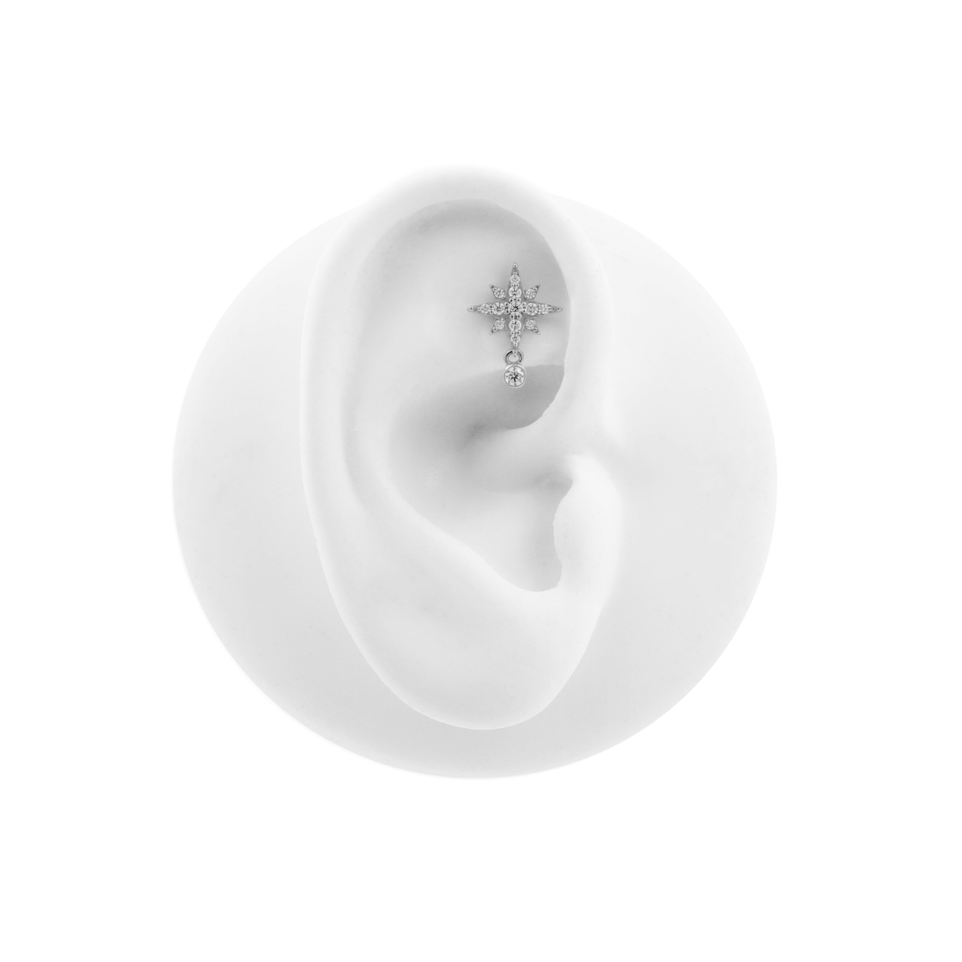 Nikkelvrij Staal - Zirkonia Star Dangle - Zilver