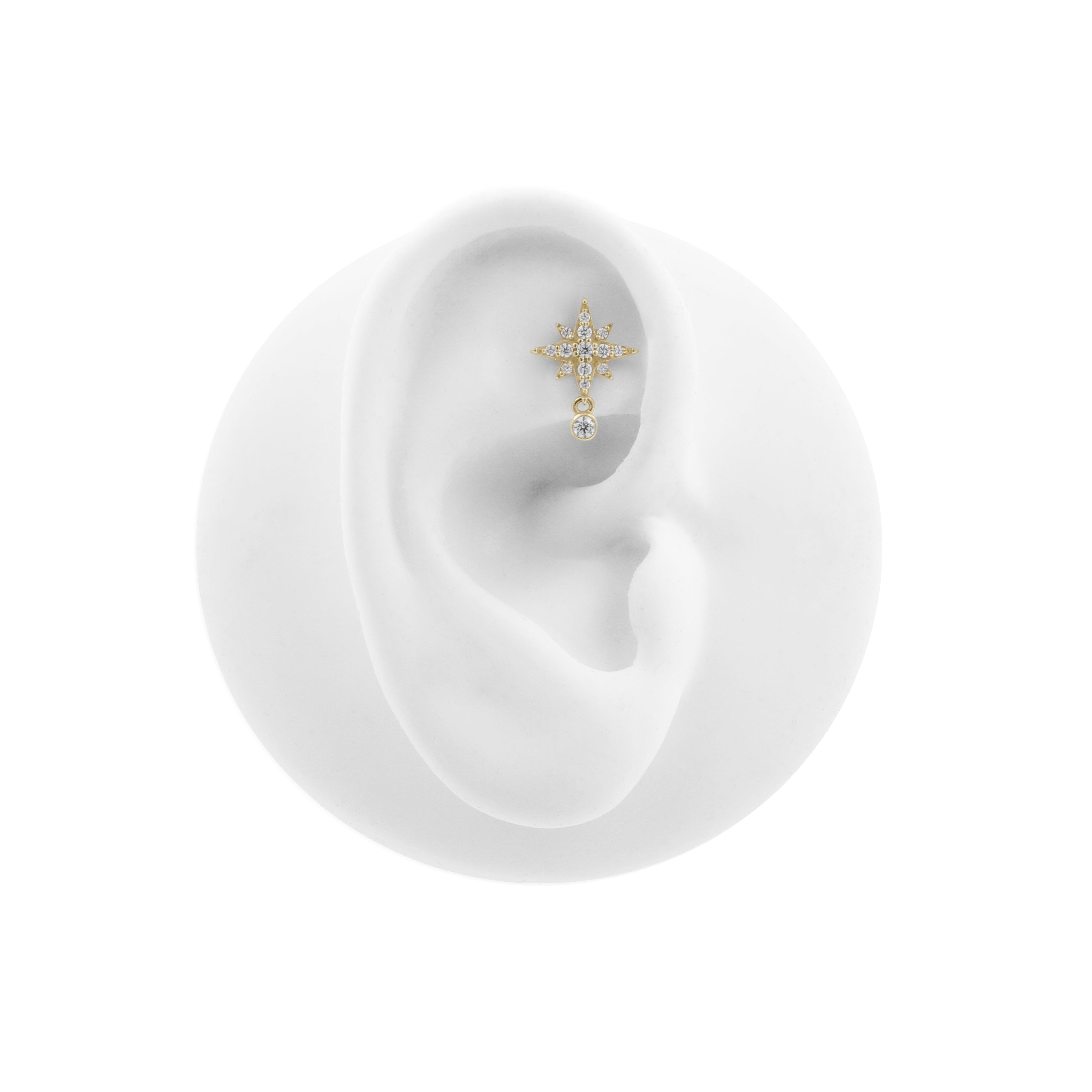 Nikkelvrij Staal - Zirkonia Star Dangle - Goud