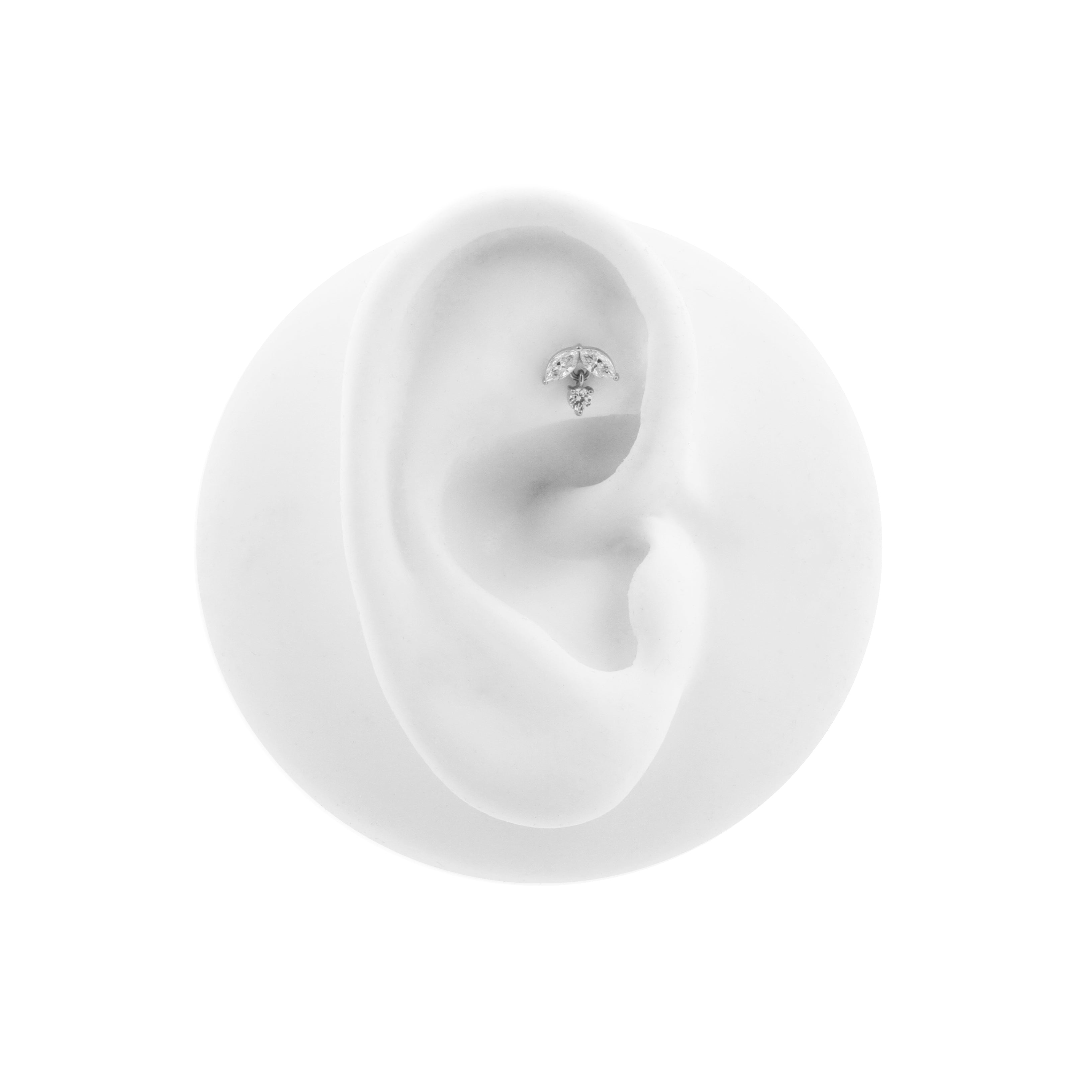 Nikkelvrij Staal - Zirkonia Marquise Dangle - Zilver