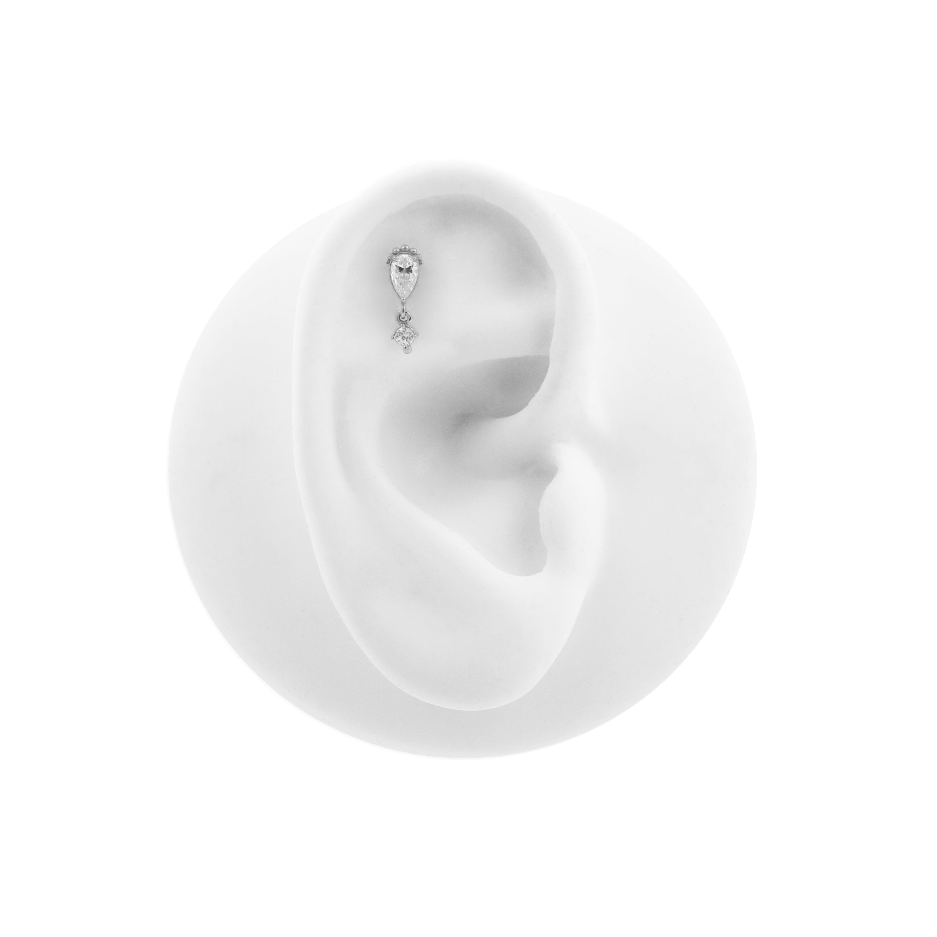 Nikkelvrij Staal - Zirkonia Teardrop Dangle - Zilver