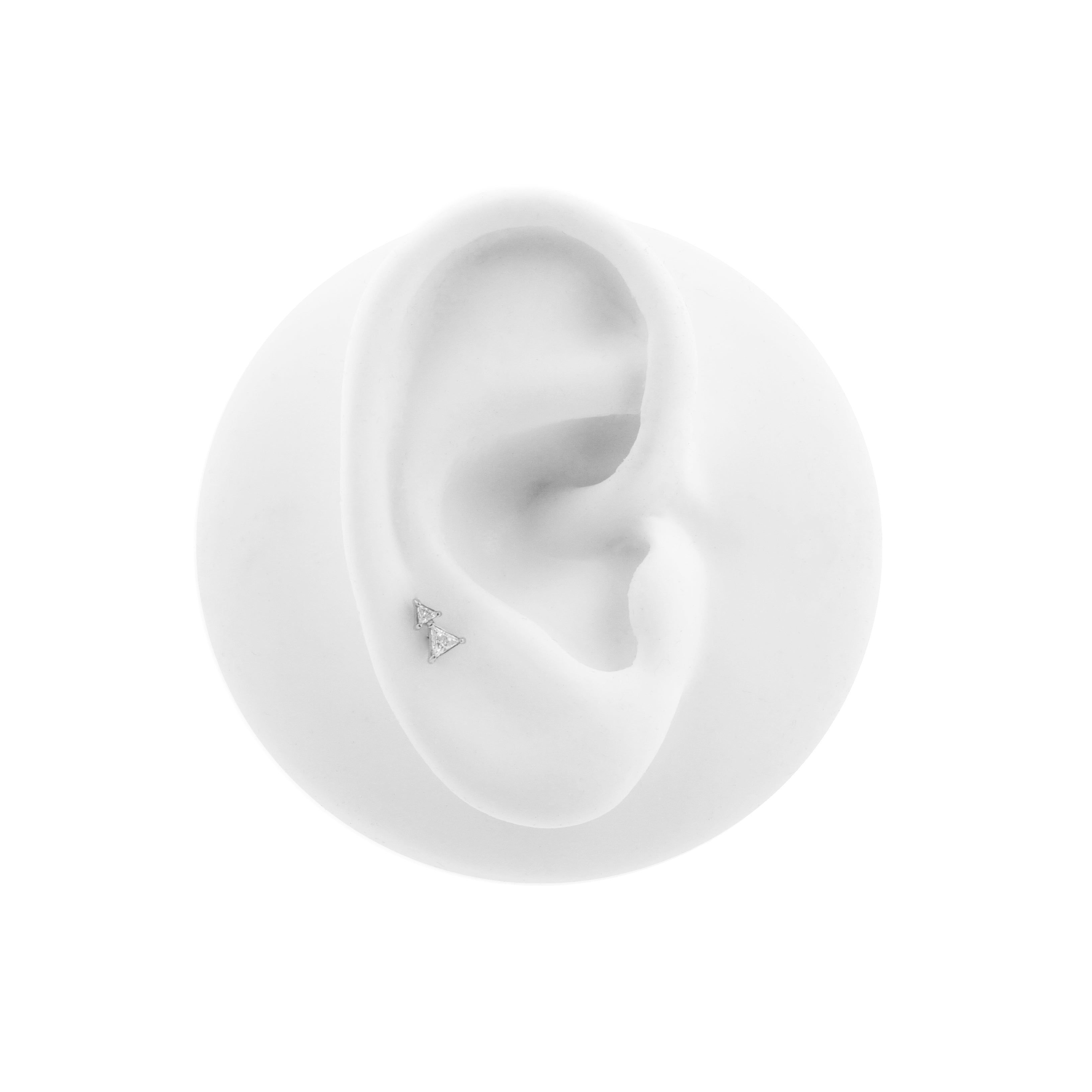 Nikkelvrij Staal - Zirkonia Double Triangle - Zilver