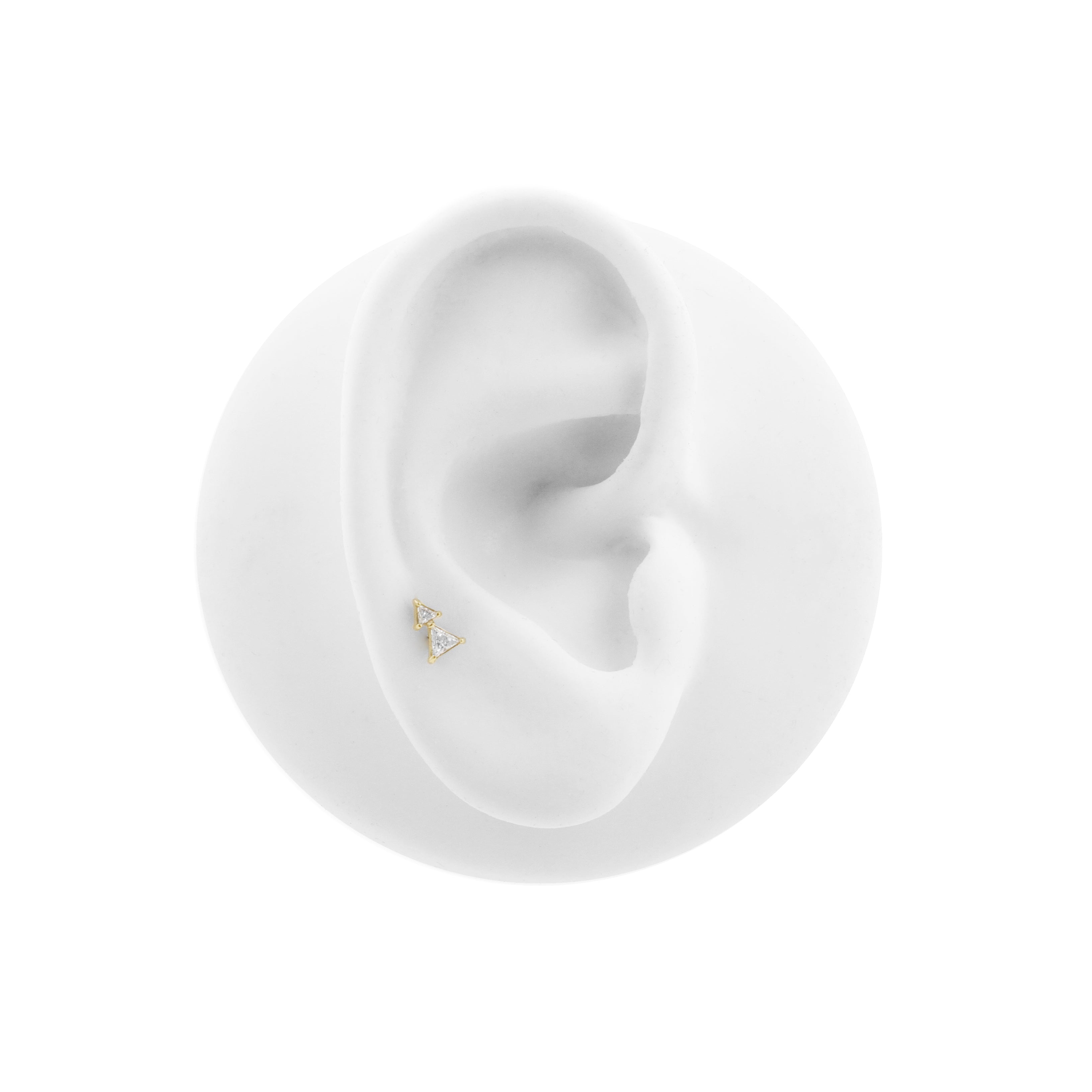 Nikkelvrij Staal - Zirkonia Double Triangle - Goud