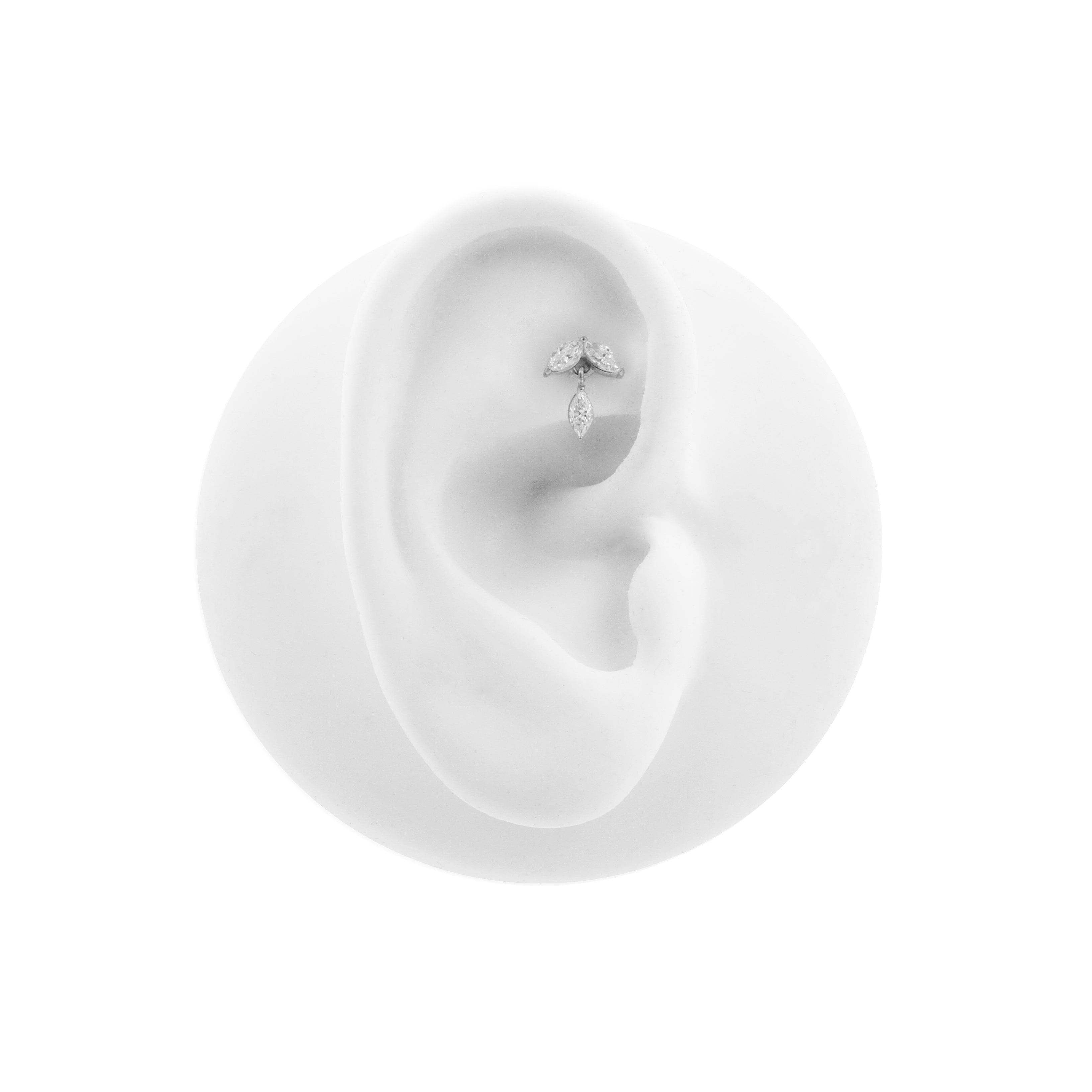 Nickel-Free Stainless Steel - Zirconia Marquise Dangle - Silver