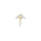 Nikkelvrij Staal - Zirkonia Marquise Dangle - Goud