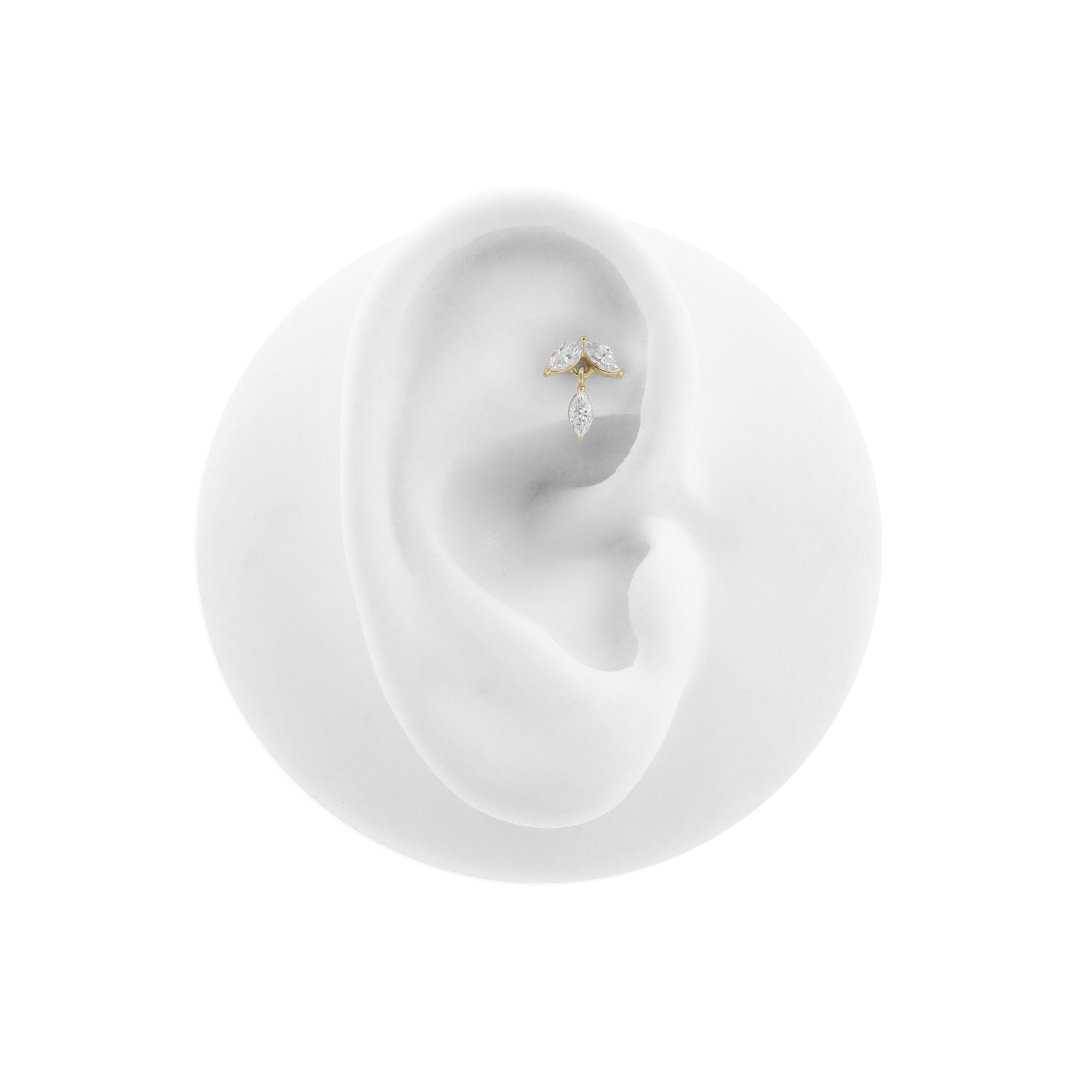 Nikkelvrij Staal - Zirkonia Marquise Dangle - Goud