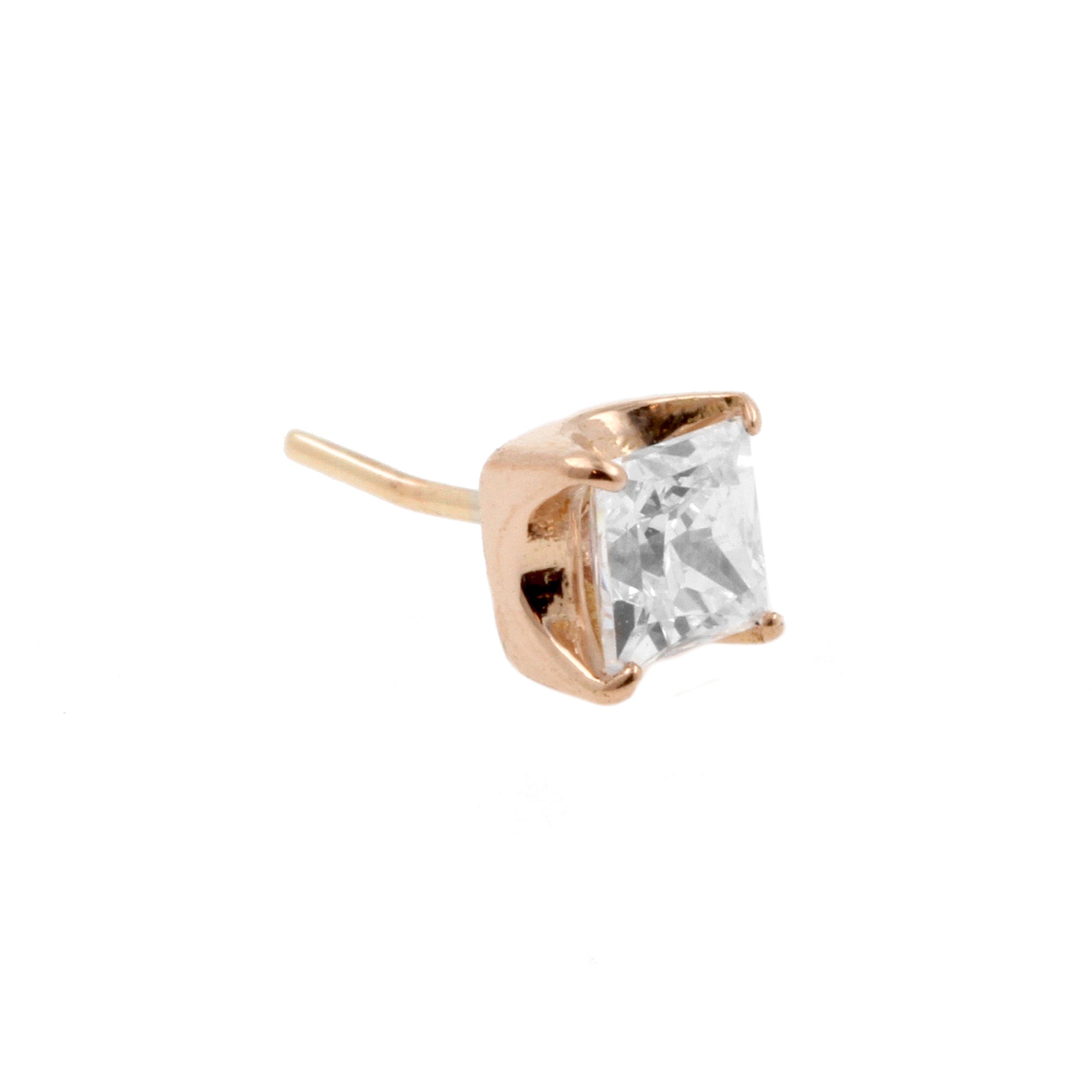 18 Karat Rose Gold Zirconia Square