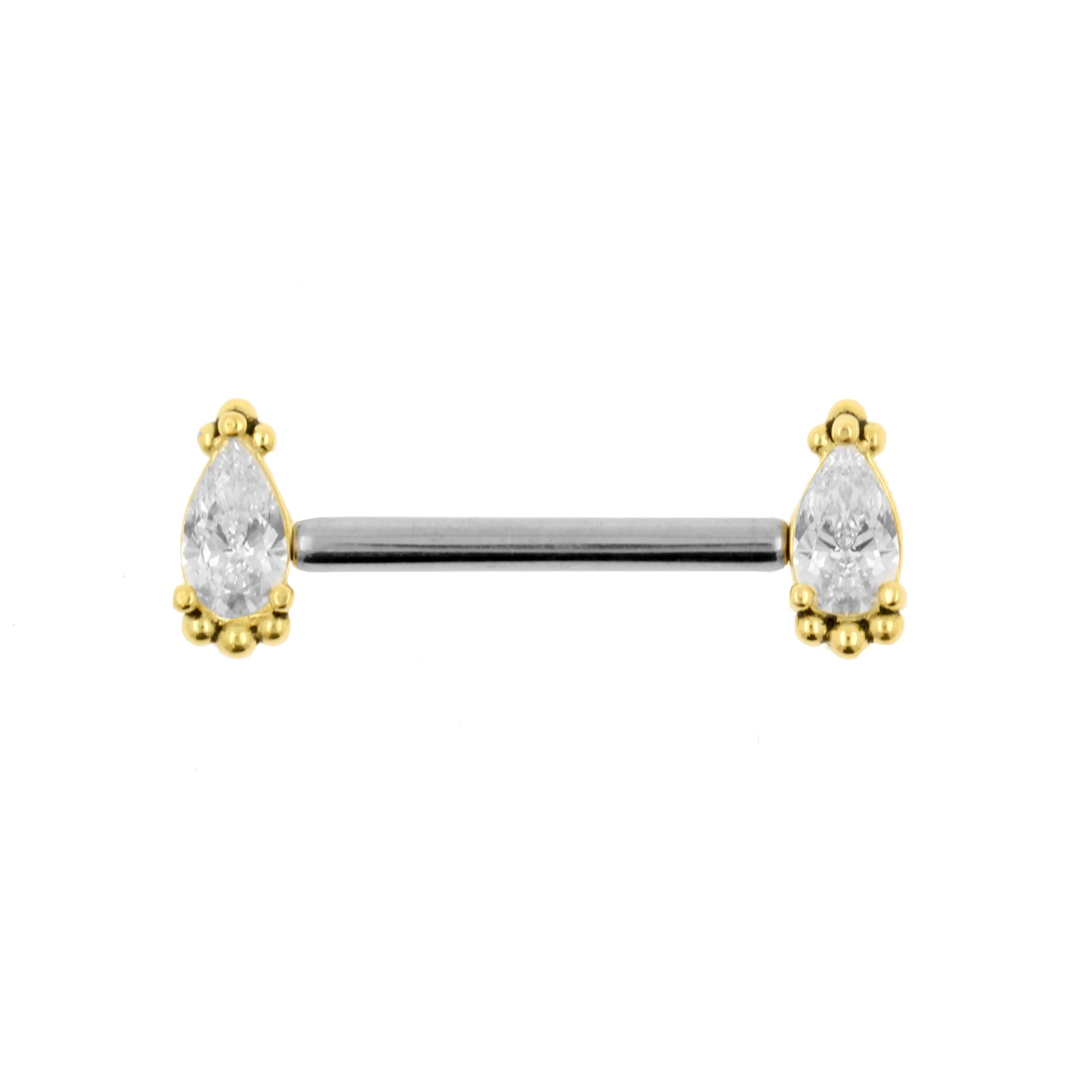 18 Karaats Gouden Tepel Barbell Met Vintage Marquise