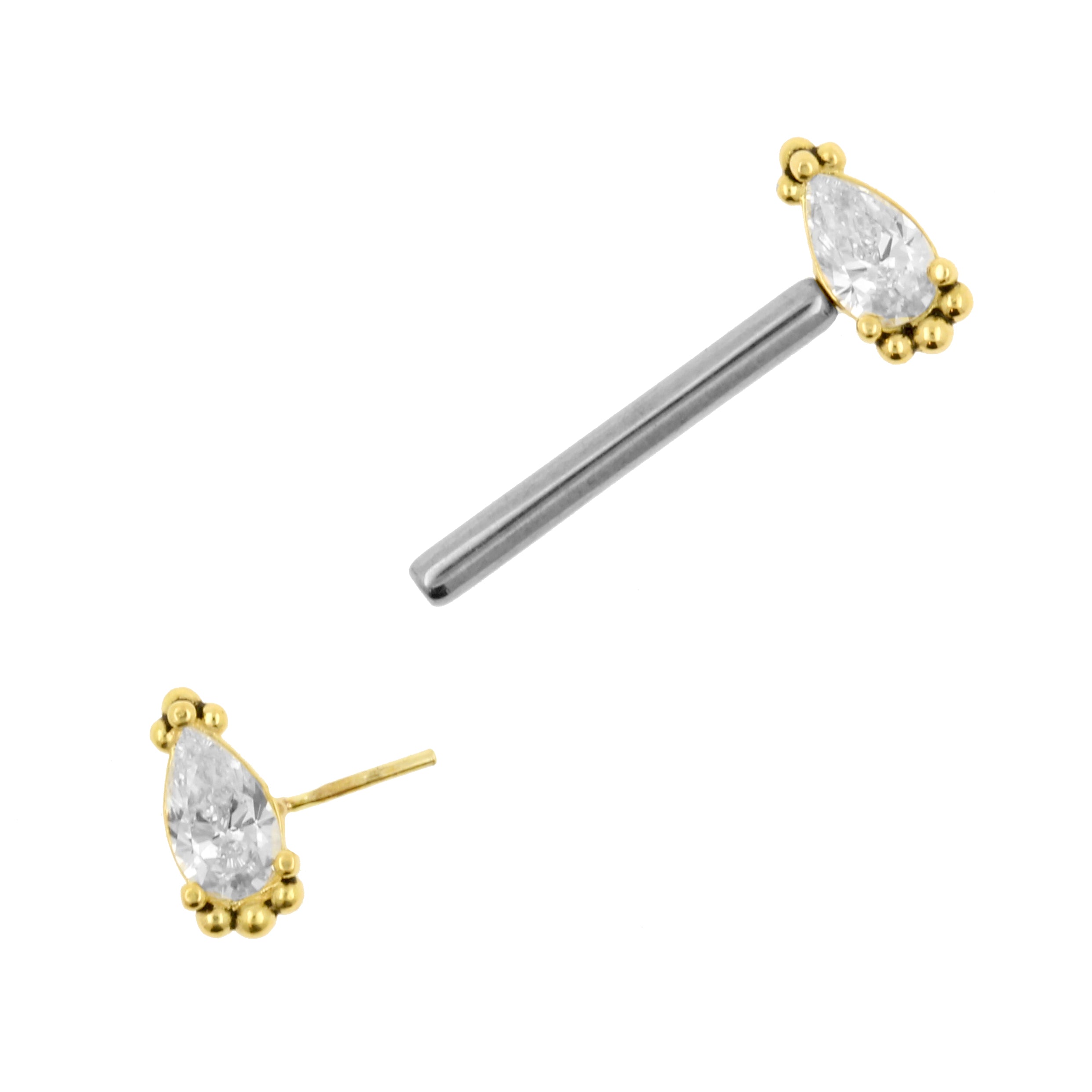 18 Karaats Gouden Tepel Barbell Met Vintage Marquise