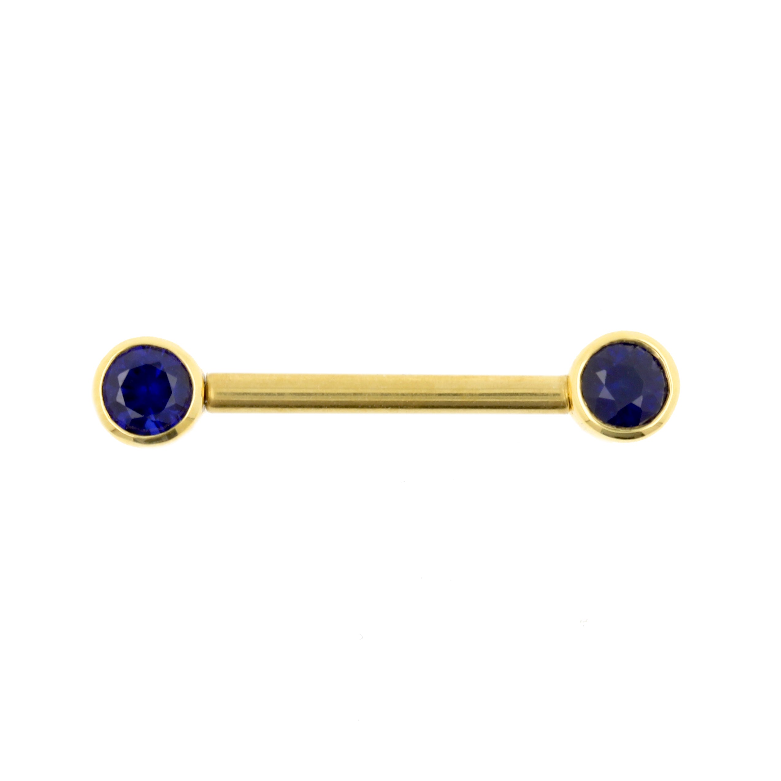 18 Karaats Gouden Tepel Barbell Met Diffusion Sapphire Discs