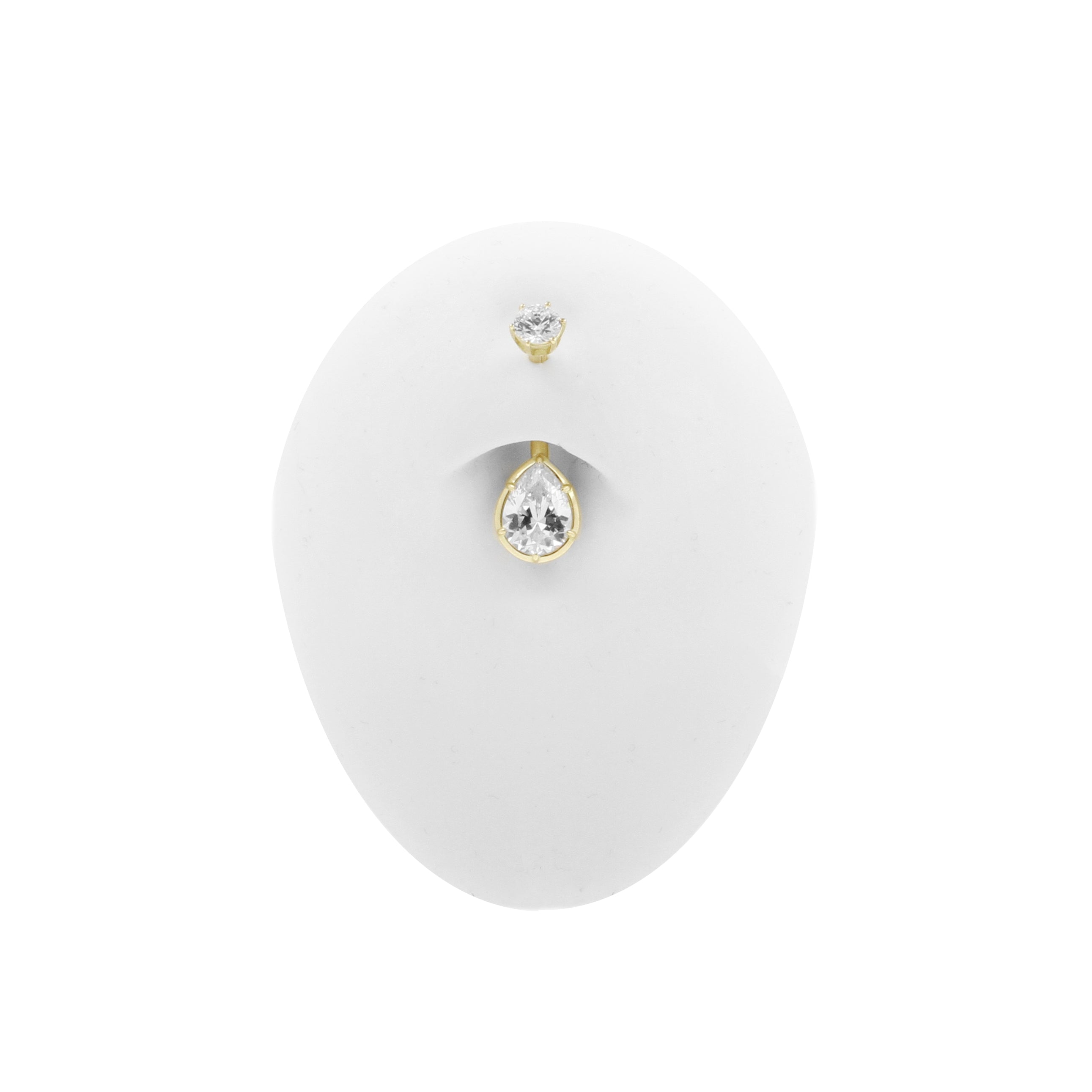 18 Karaats Goud Navelpiercing Met Peervormige Premium Zirkonia