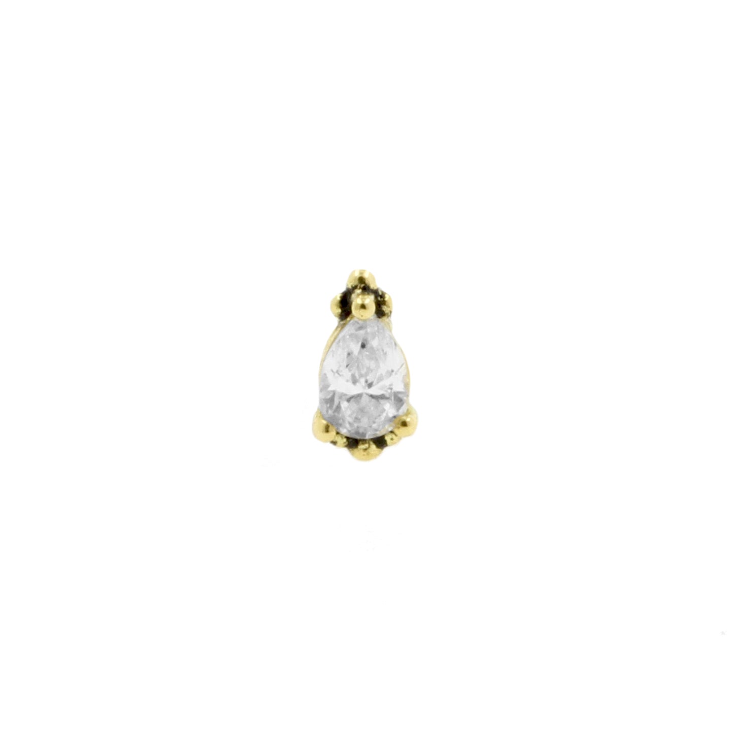 18 Karat Gold Zirconia Vintage Droplet