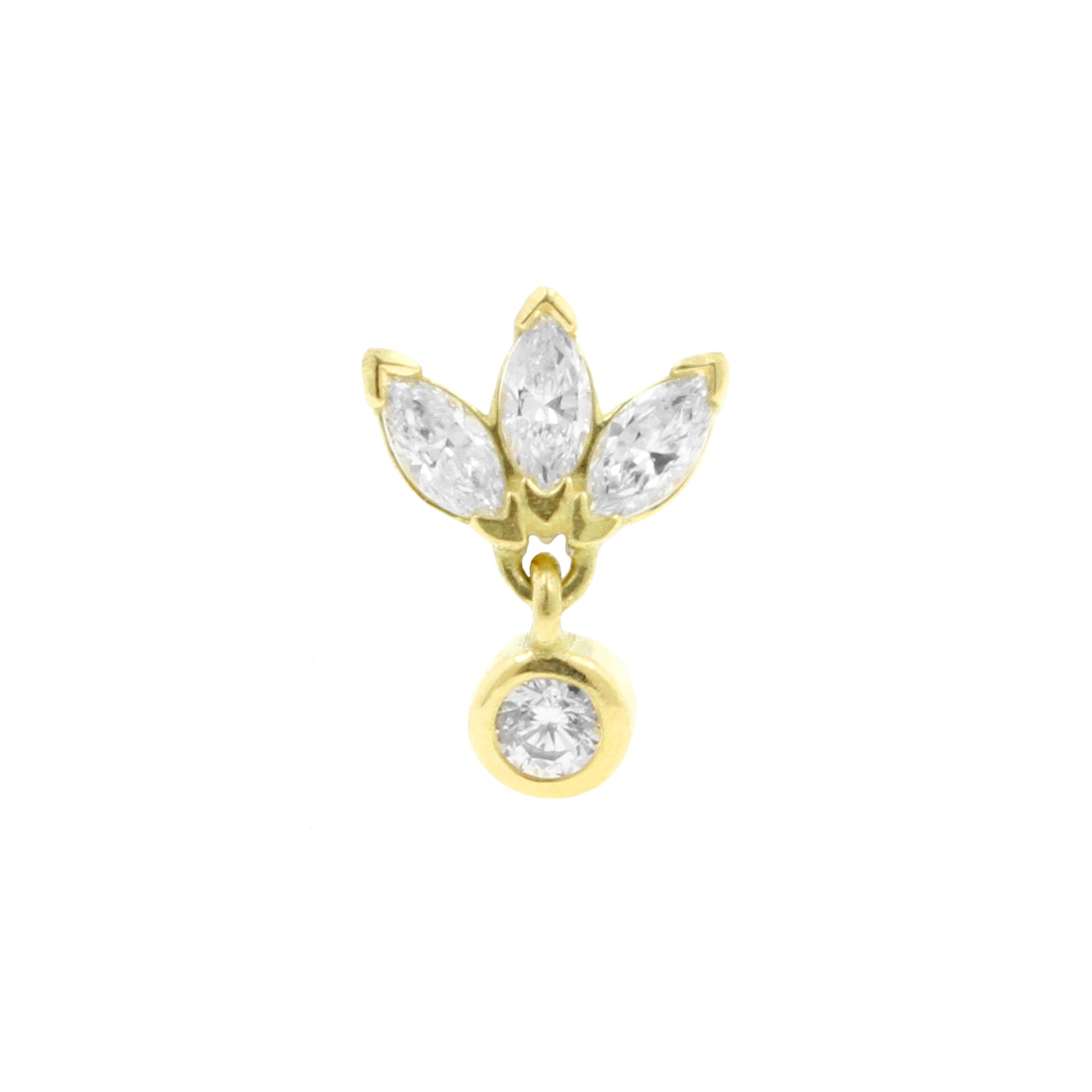 18 Karat Gold Zirconia Triple Princess Dangle