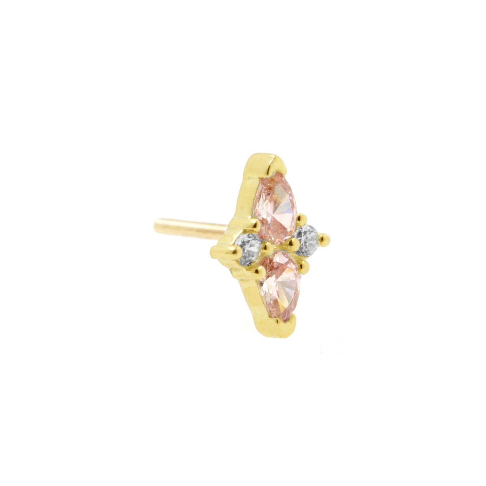 18 Karaats Gouden Zirkonia Ster Cluster - Clear / Pink