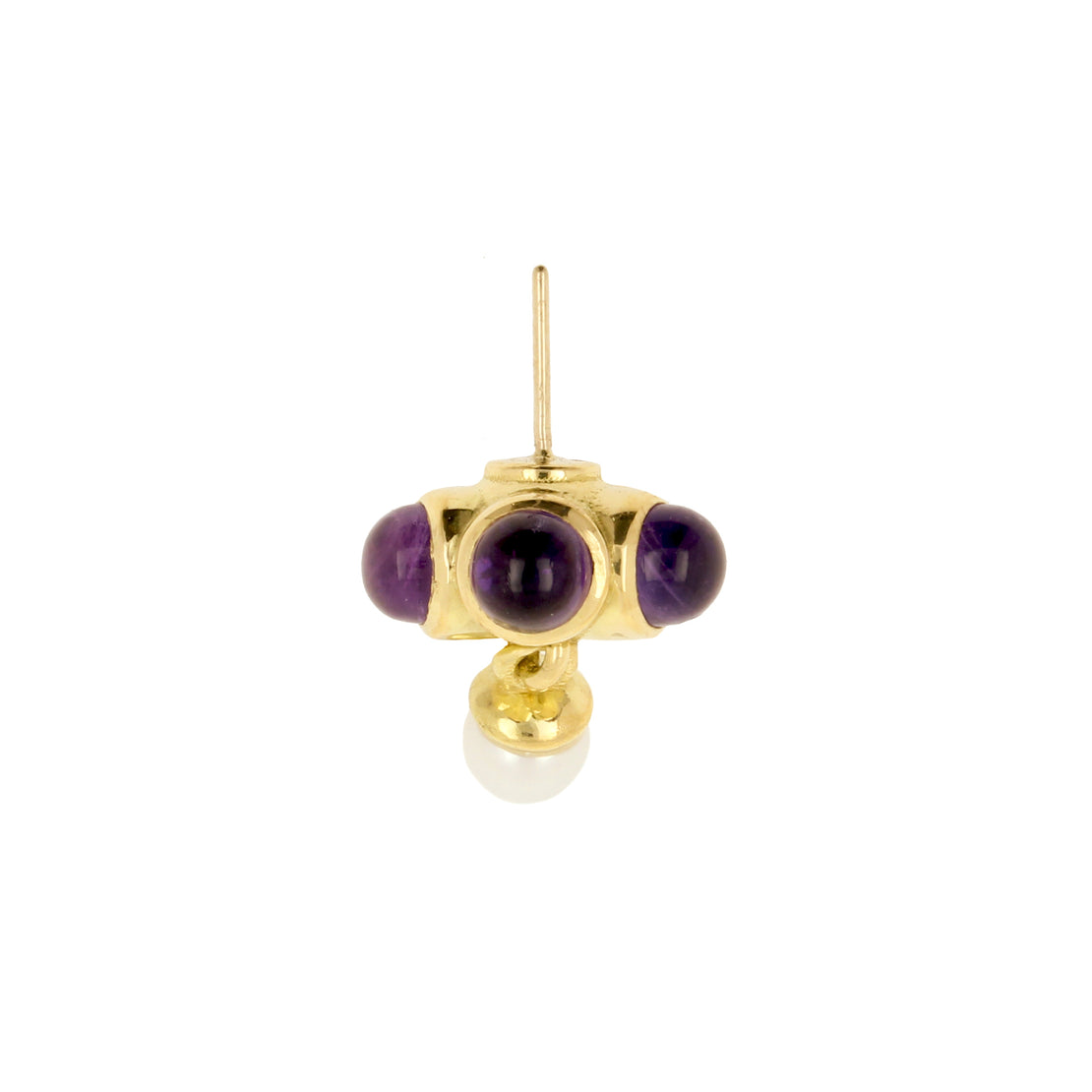 18 Karaats Gouden Vertical Helix Amethyst Pearl  Goud
