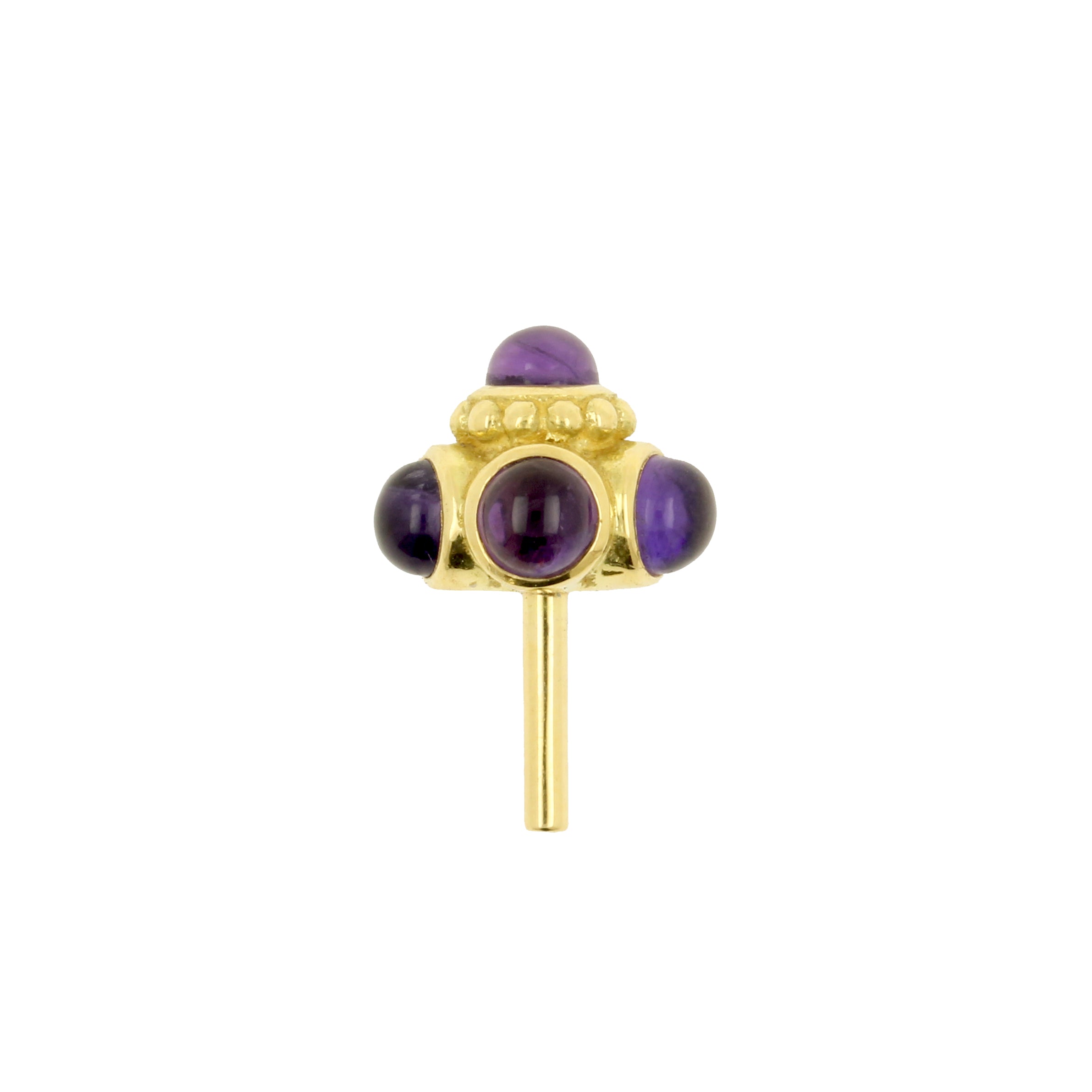 18 Karaats Goud Vertical Helix Amethyst Stud  Goud