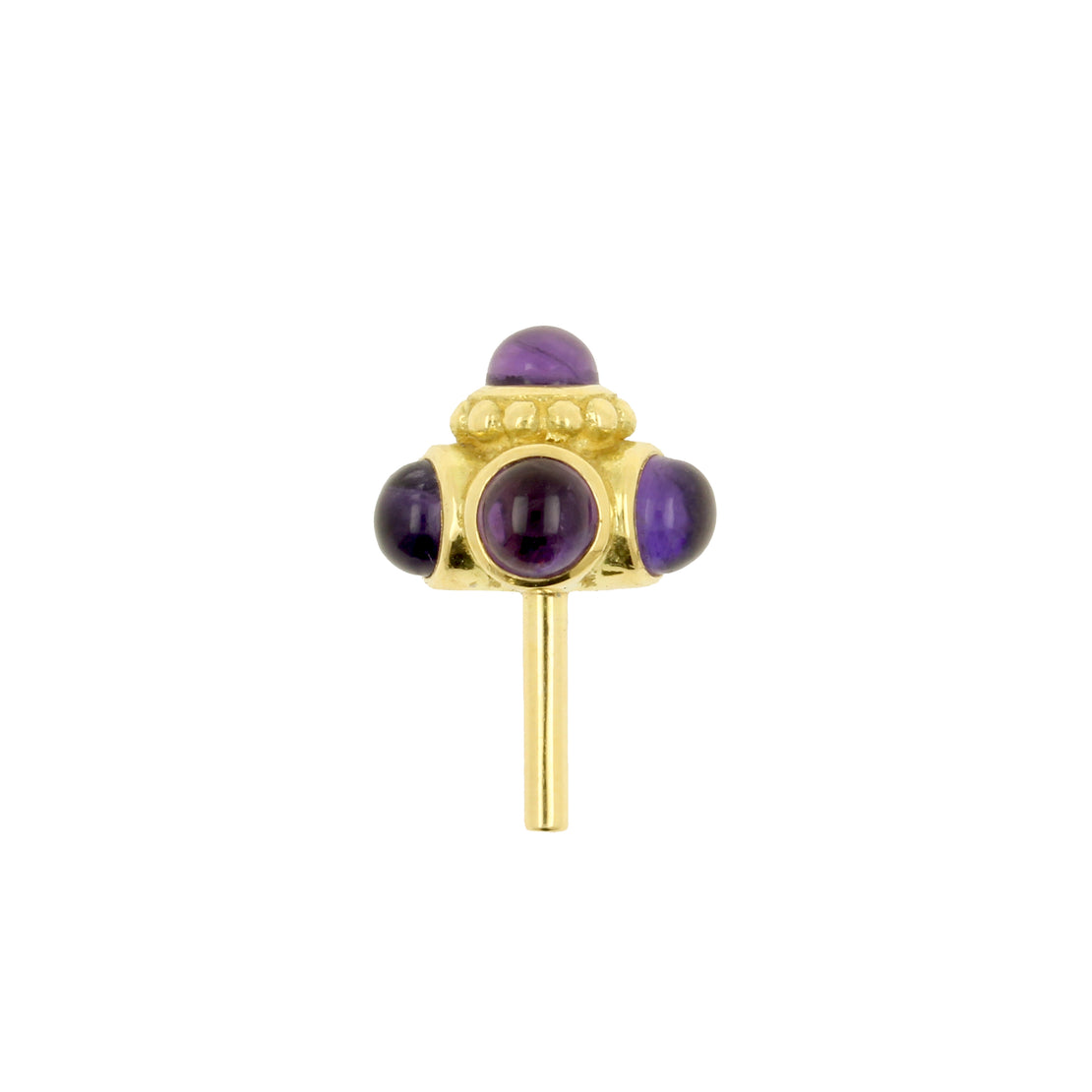18 Karaats Gouden Vertical Helix Amethyst Stud
