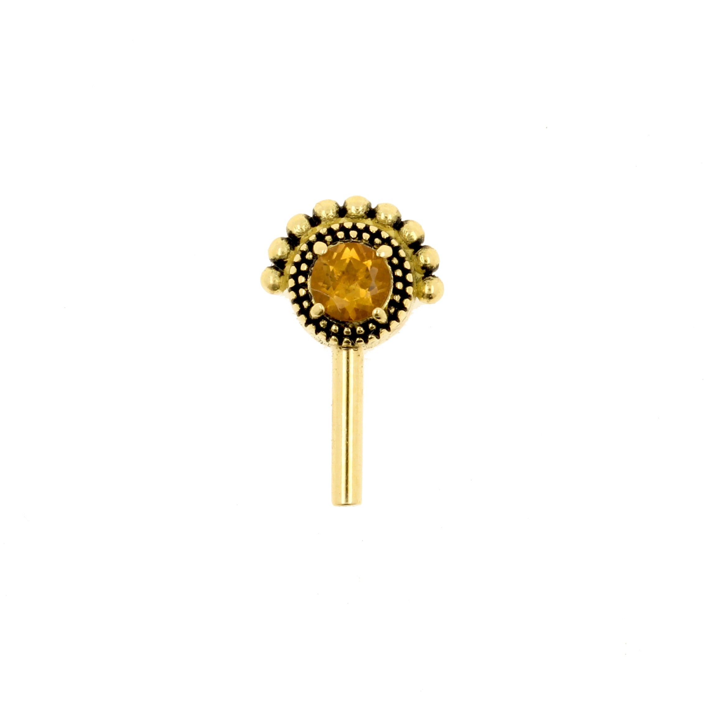 18 Karaats Goud Vertical Helix Citrine Stud  Goud