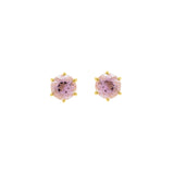 18 Karaats Gouden Oorknopjes Met Roze Amethyst