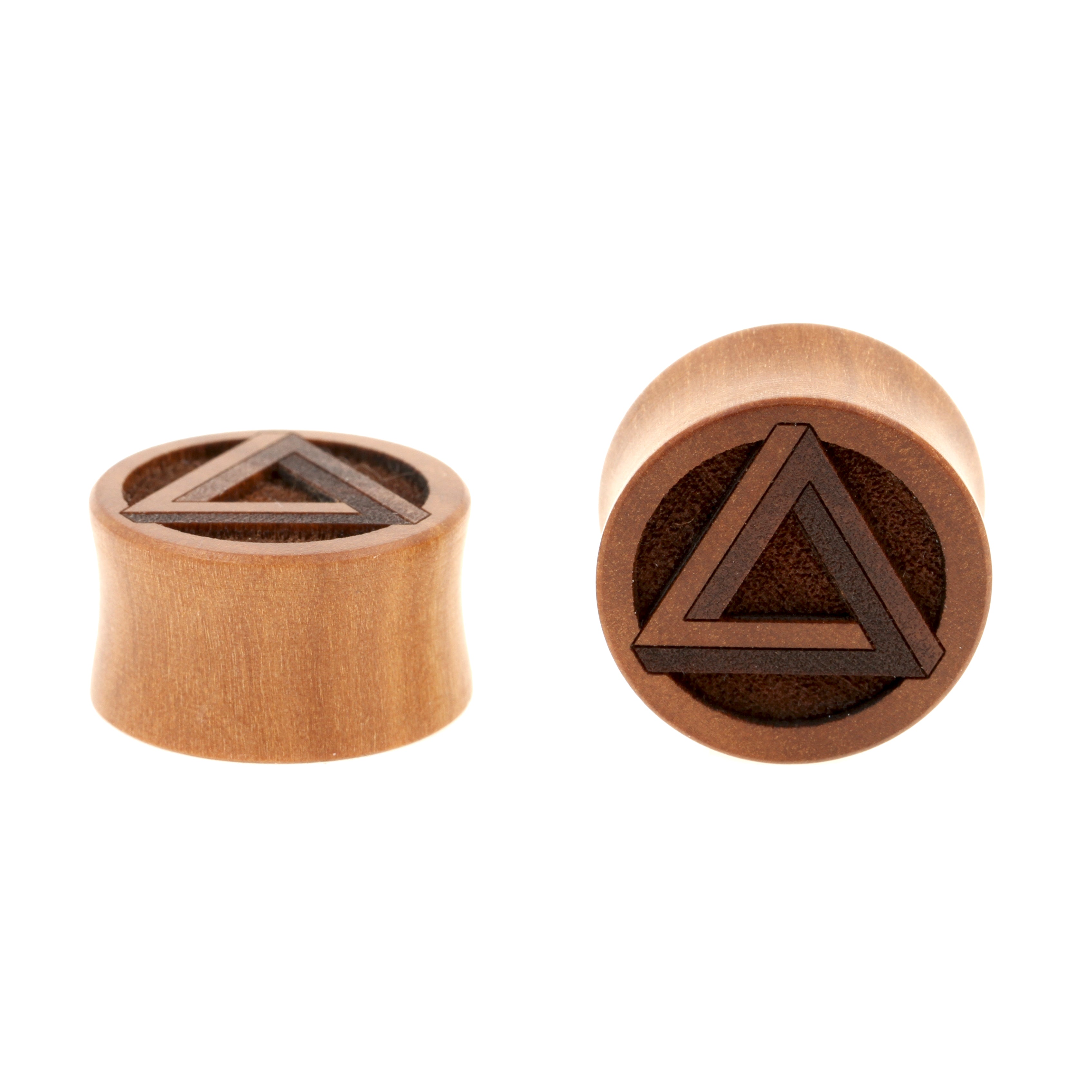 Houten Penrose Triangle Plugs - Sawo Roodbruin