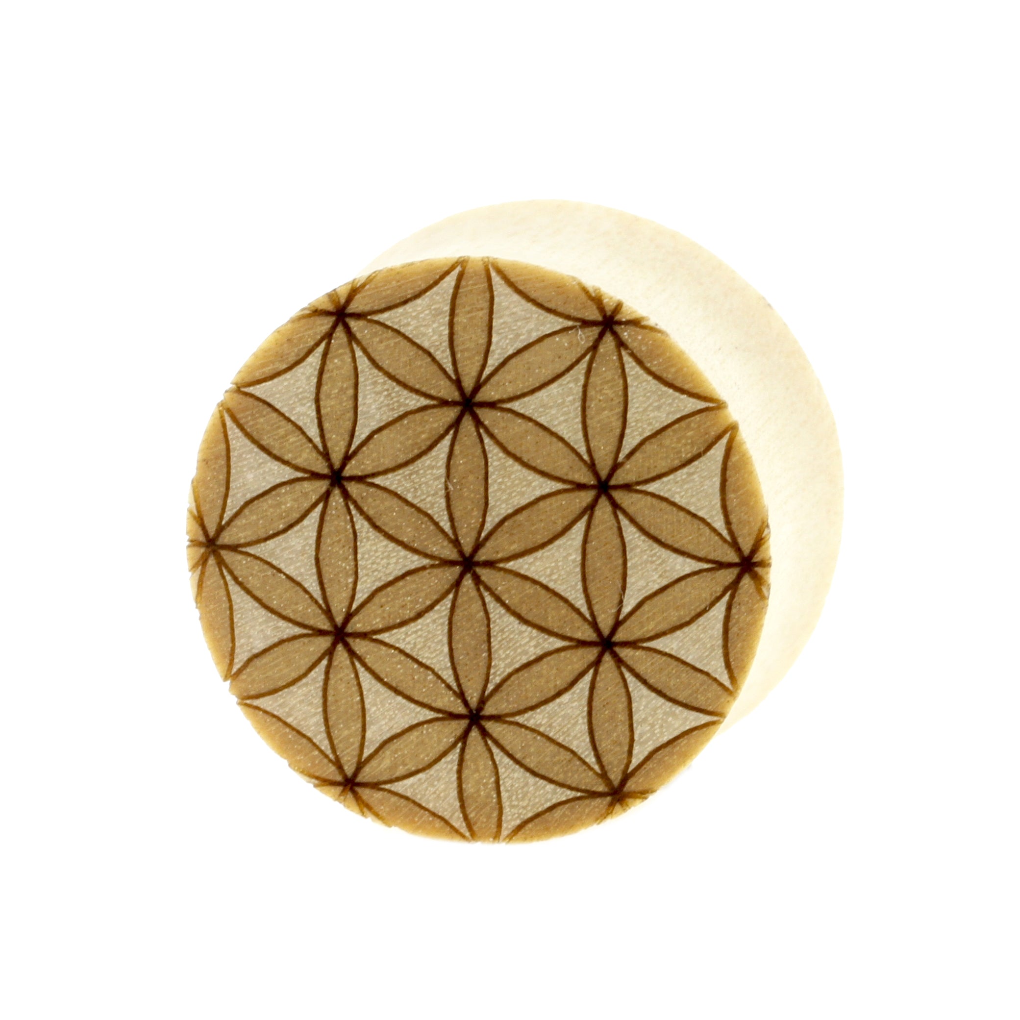Houten Flower of Life Plugs - Crocodile Licht Bruin