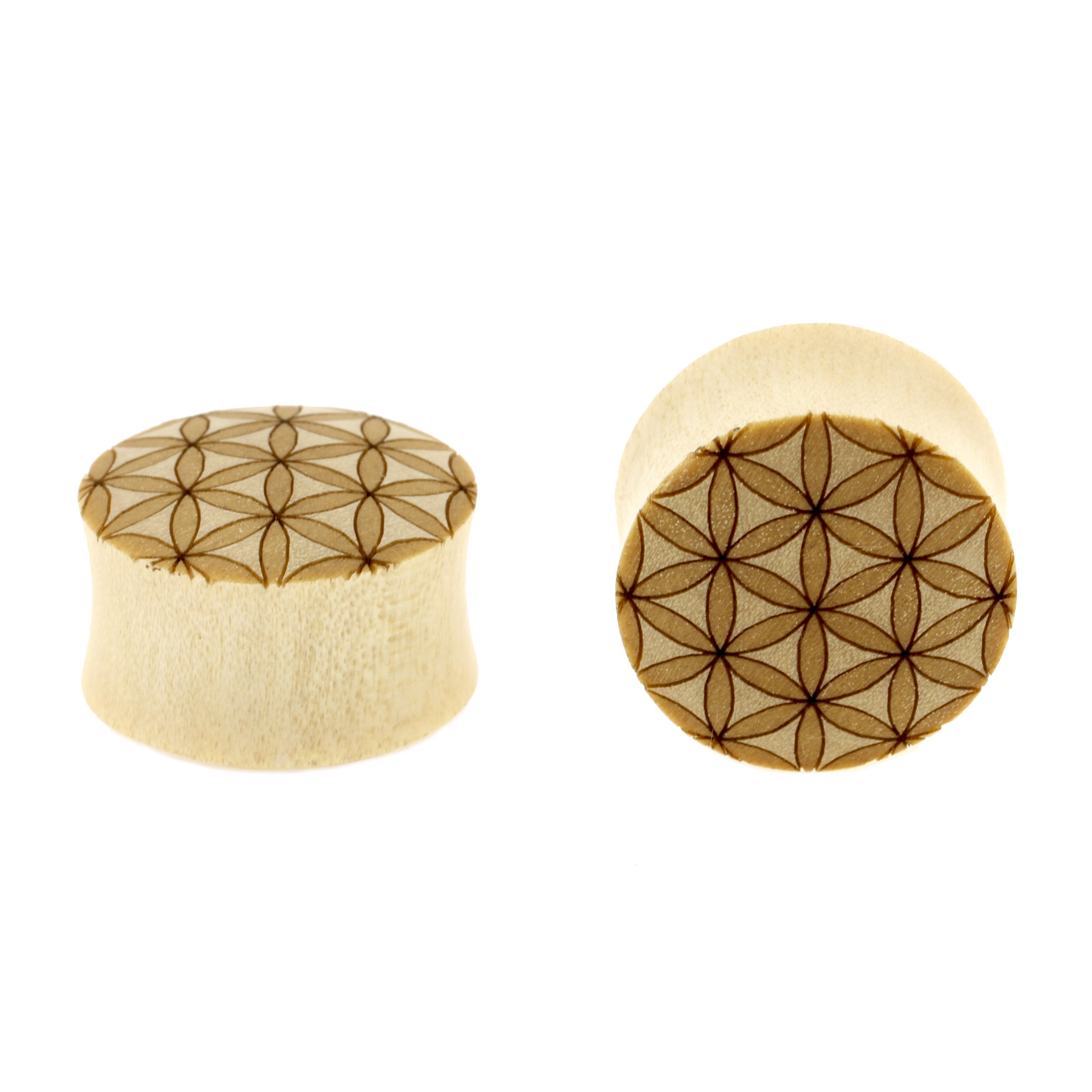 Houten Flower of Life Plugs - Crocodile Licht Bruin